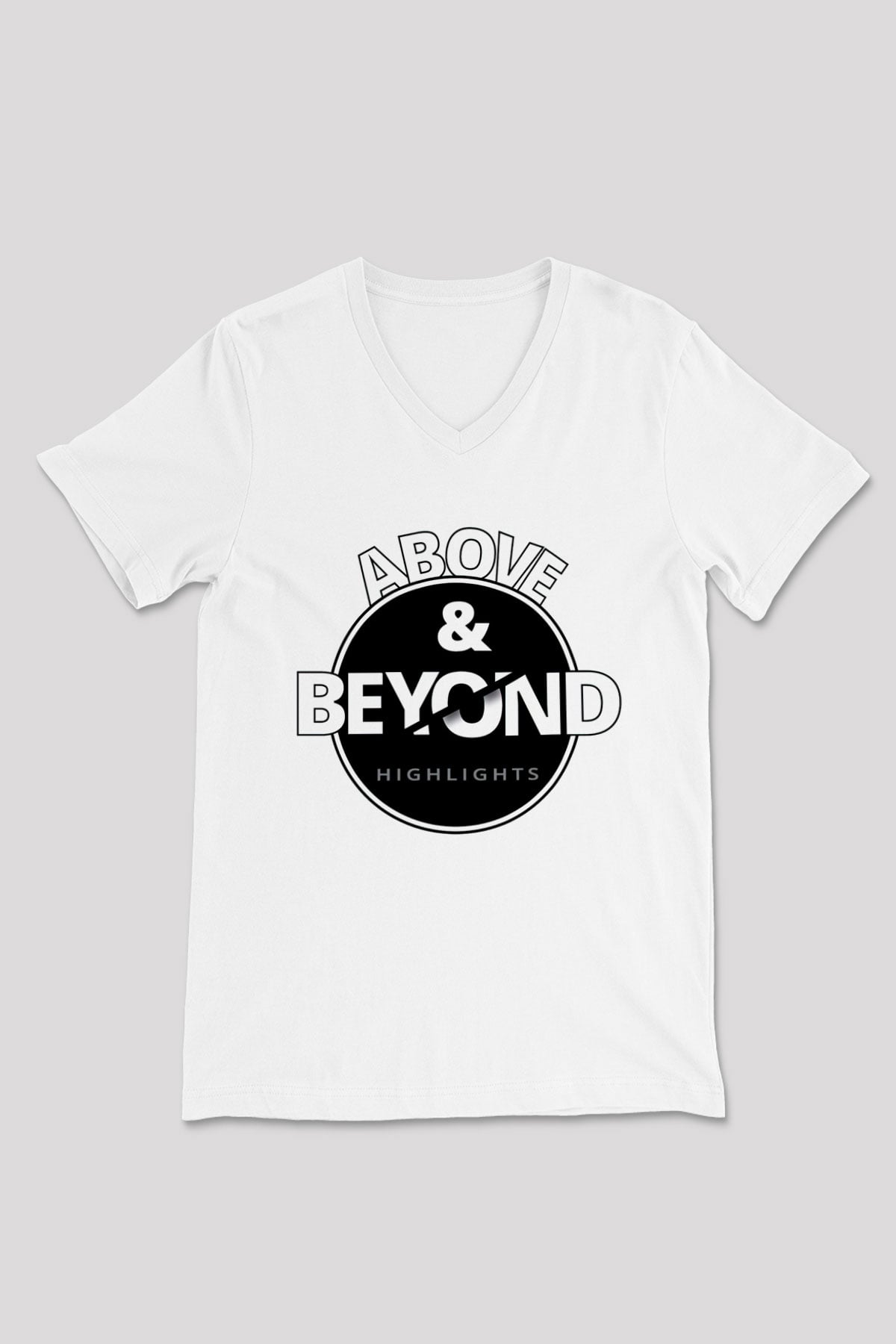 Above and Beyond Beyaz Unisex V Yaka Tişört