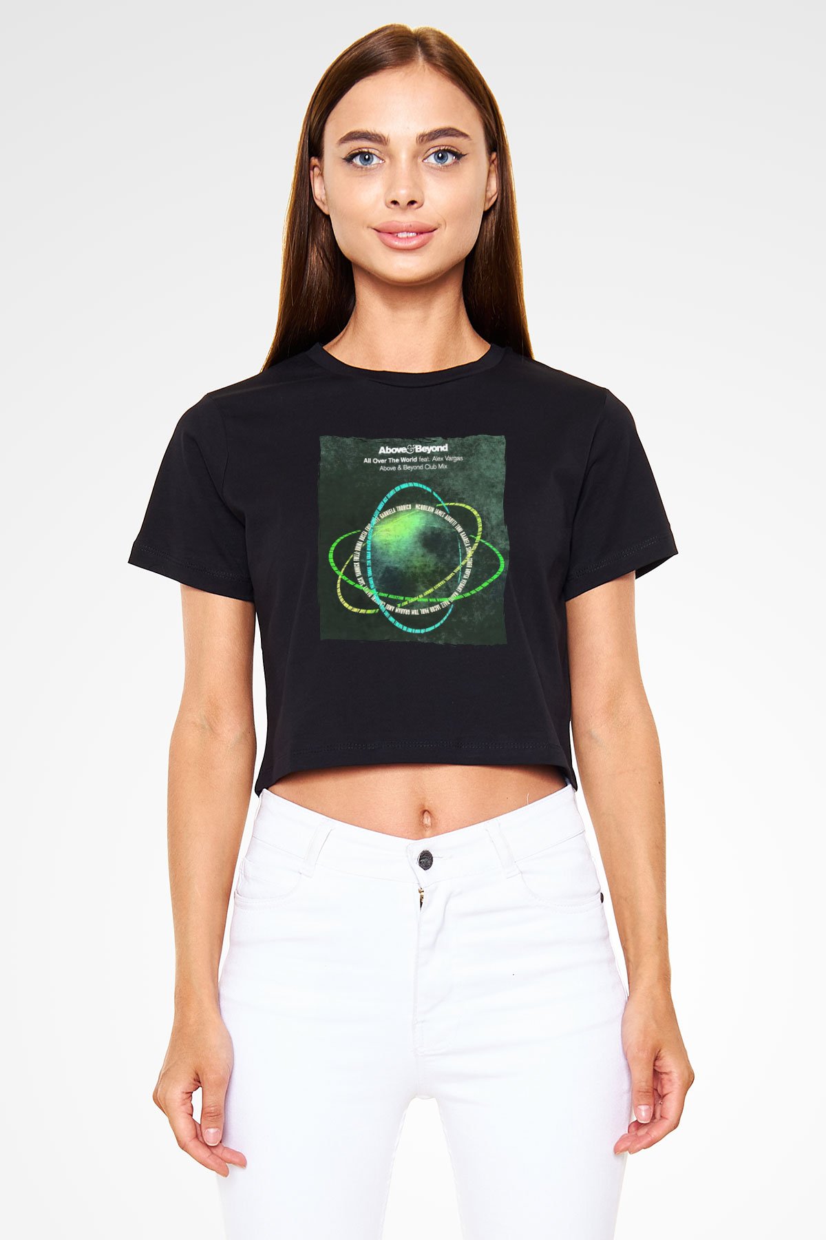 Above and Beyond Siyah  Crop Top Tişört