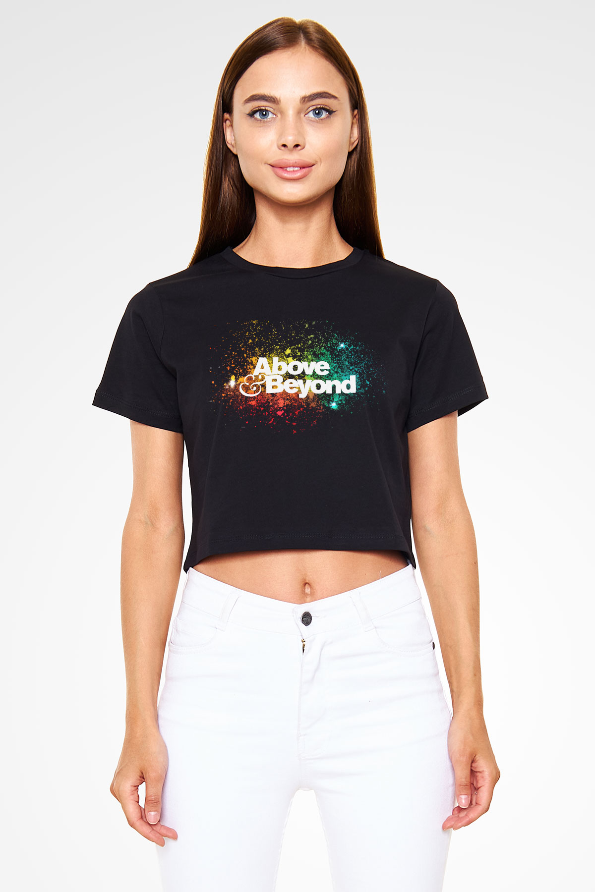 Above and Beyond Siyah Crop Top Tişört