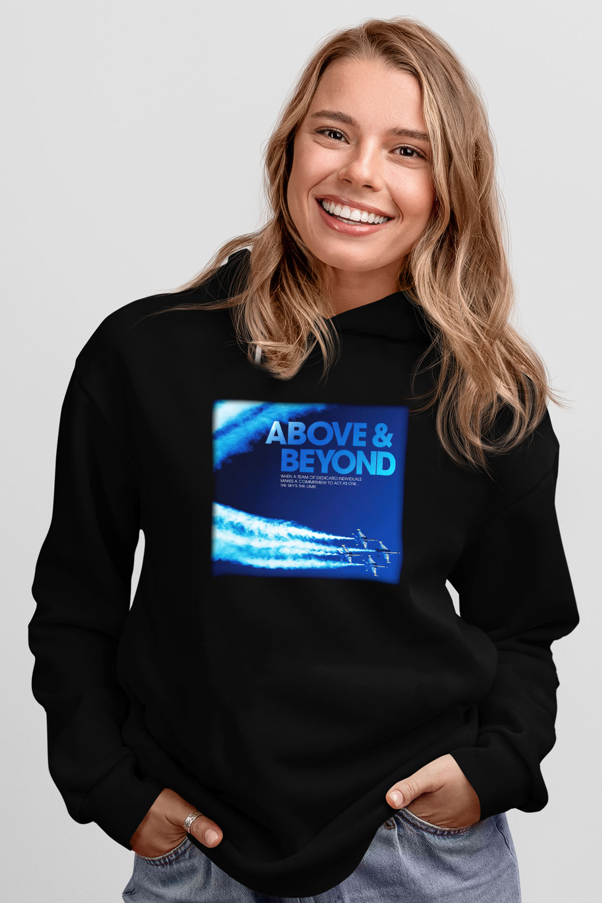 Above and Beyond Siyah Unisex Hoodie