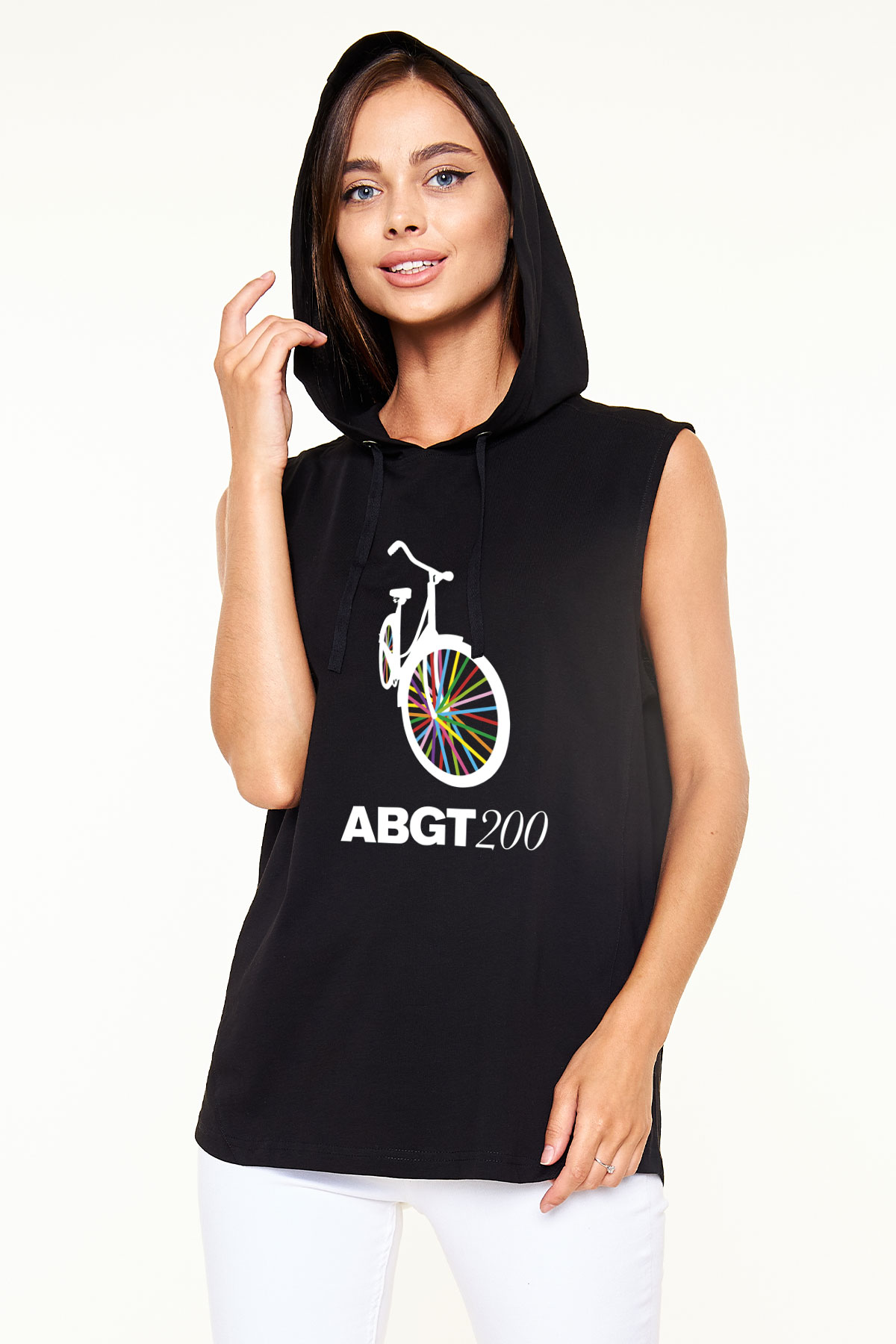 Above and Beyond Siyah Unisex Kapüşonlu Kolsuz Tişört