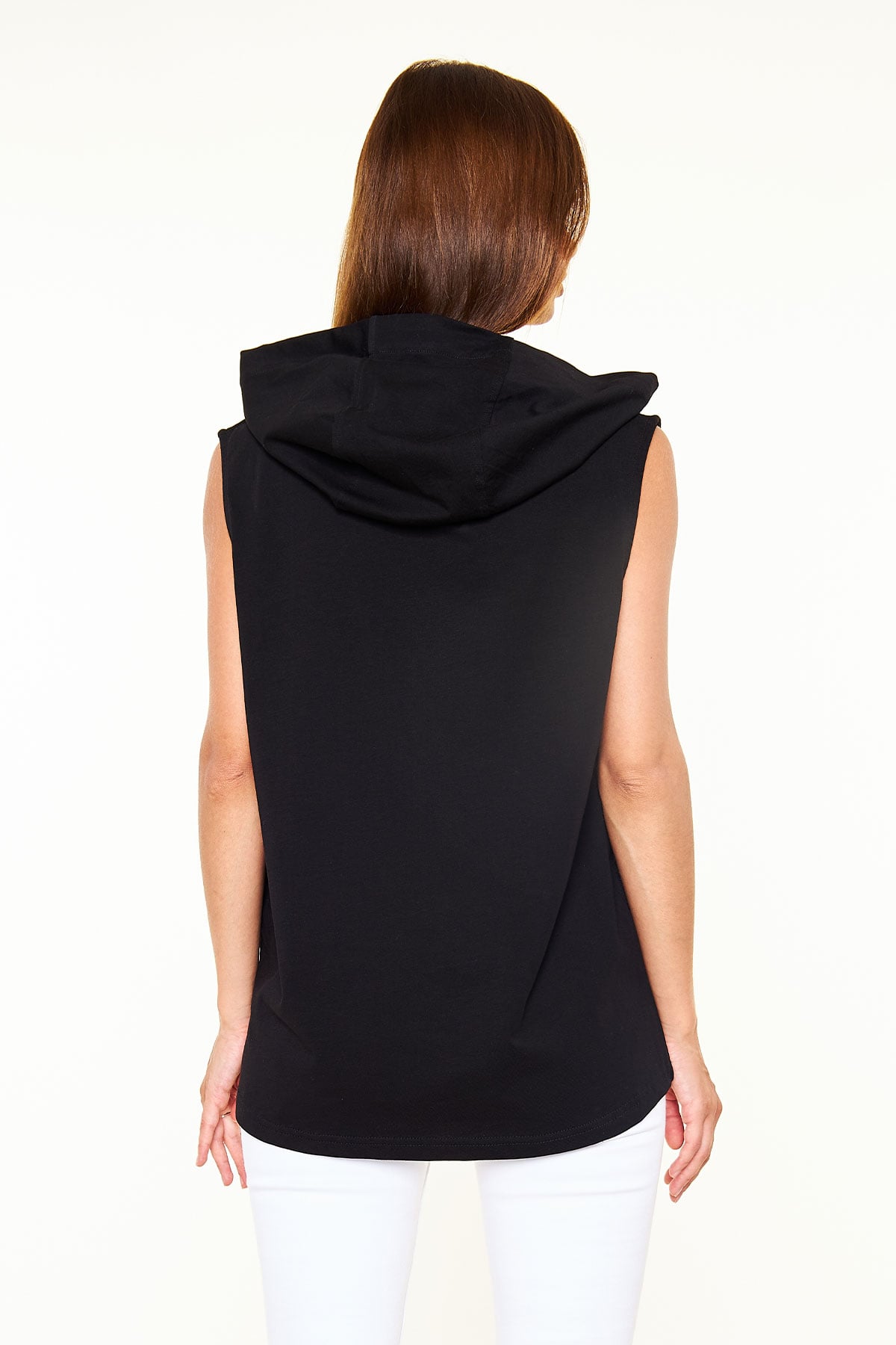 Above and Beyond Siyah Unisex Kapüşonlu Kolsuz Tişört