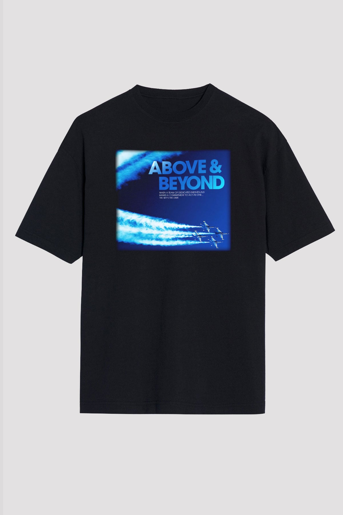 Above and Beyond Siyah Unisex Oversize Tişört T-Shirt