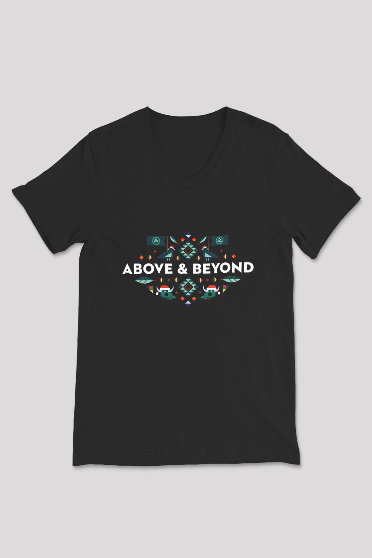 Above and Beyond Siyah Unisex V Yaka Tişört