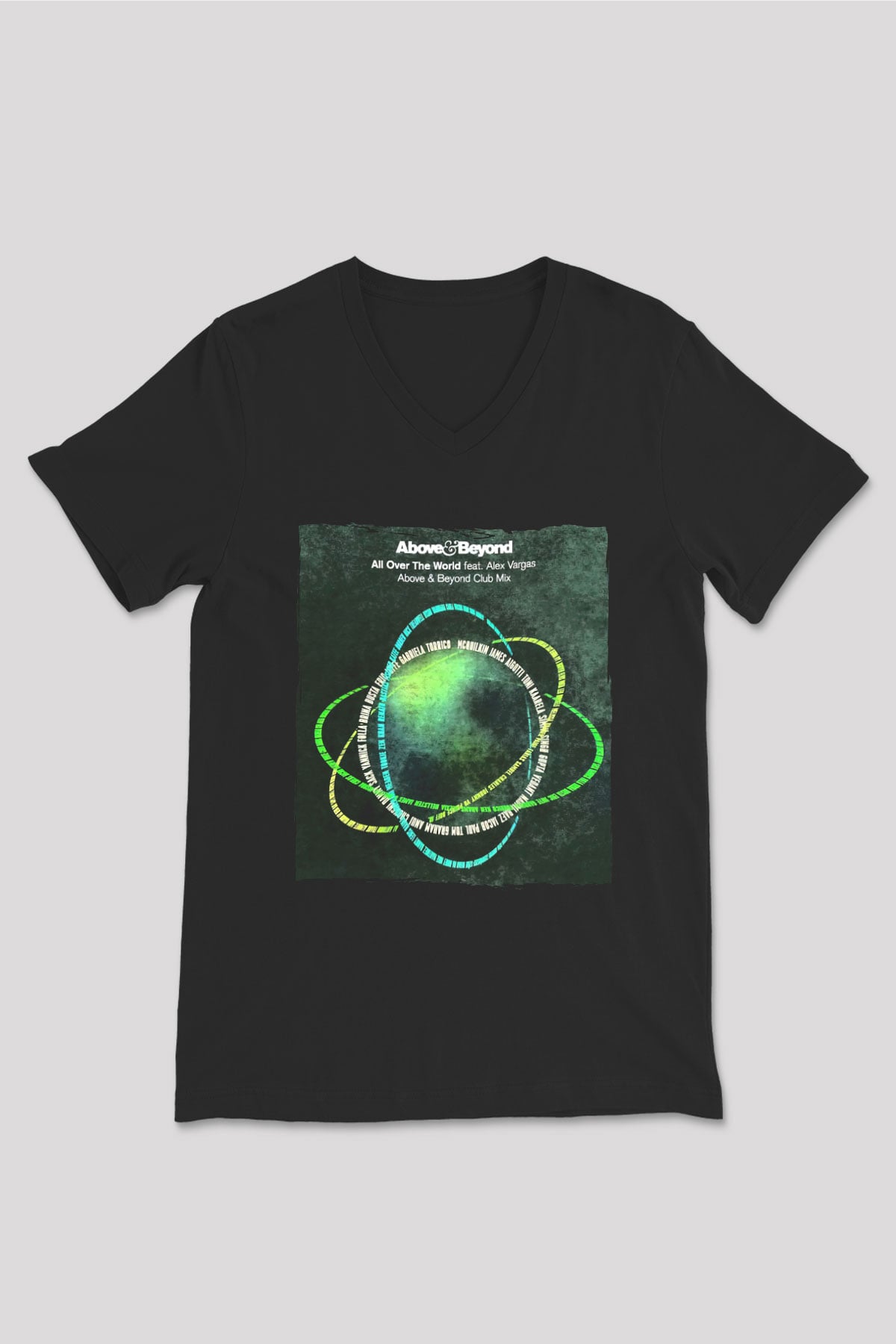 Above and Beyond Siyah Unisex V Yaka Tişört