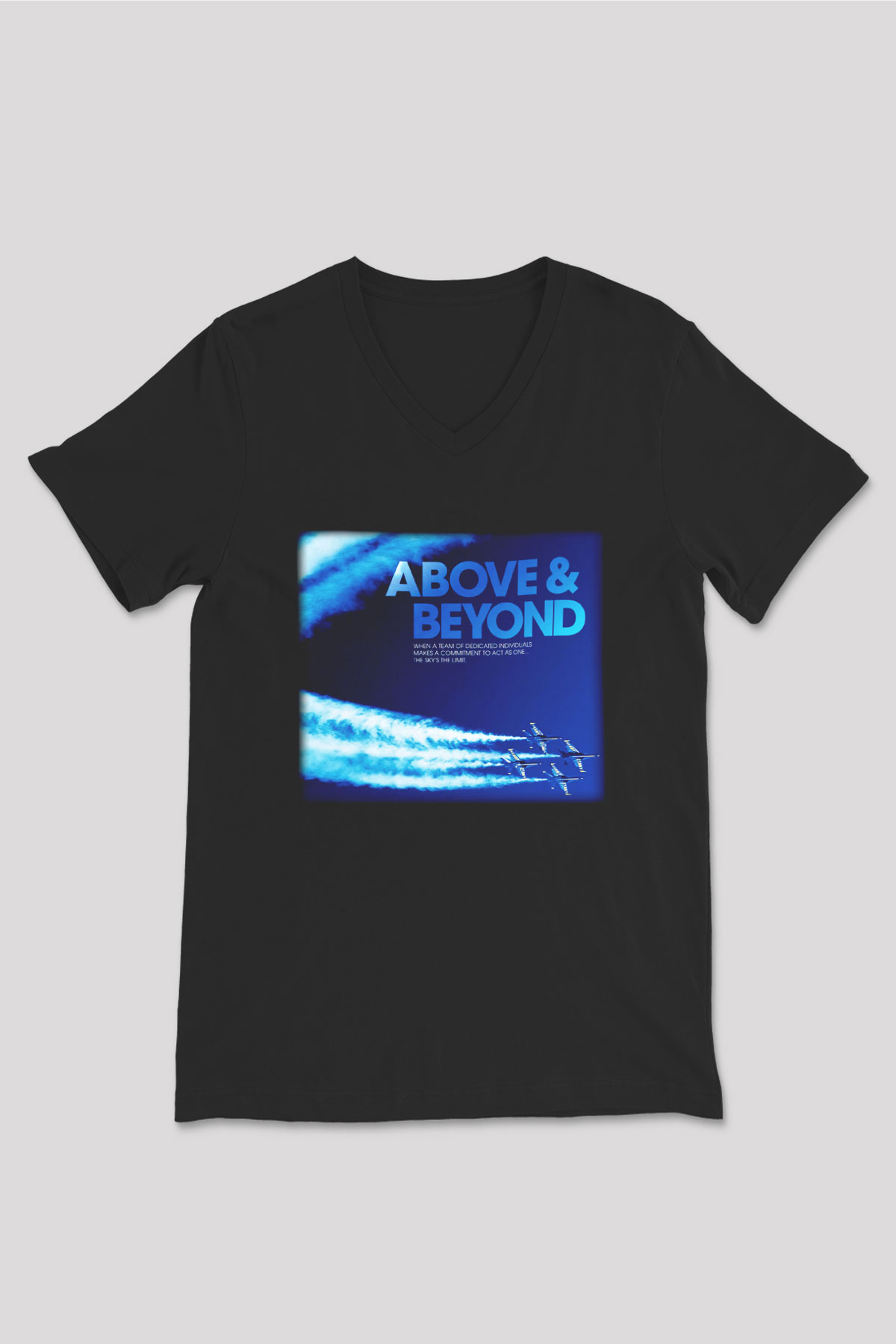 Above and Beyond Siyah Unisex V Yaka Tişört T-Shirt