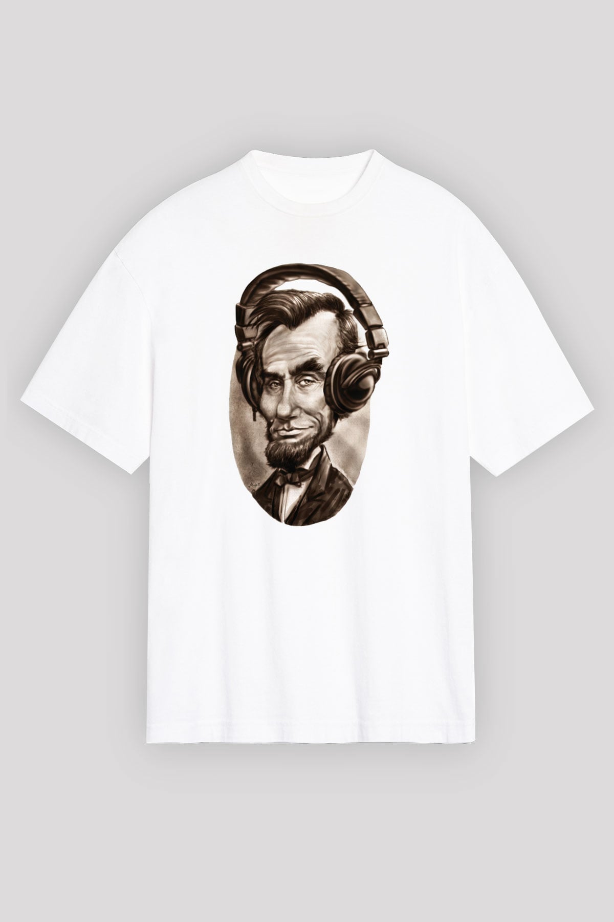 Abraham Lincoln Beyaz Unisex Oversize Tişört T-Shirt