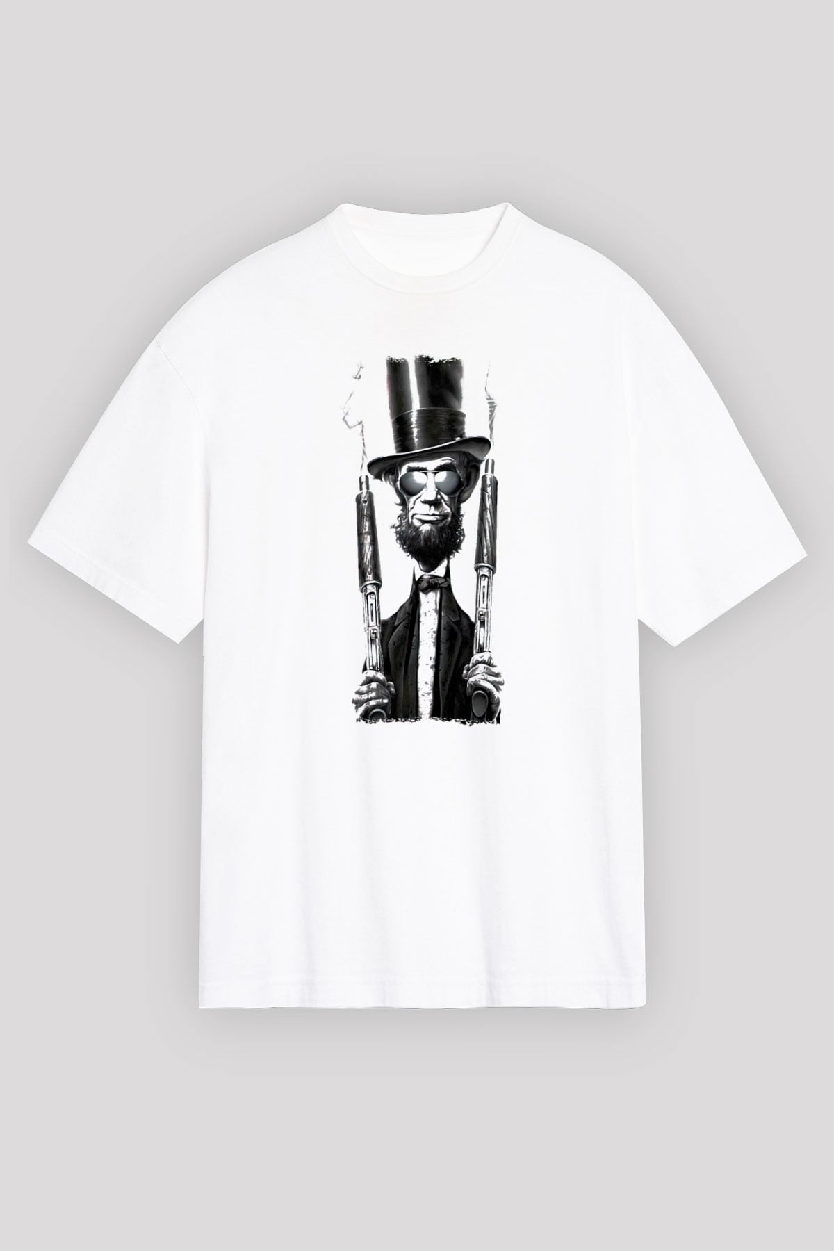 Abraham Lincoln Beyaz Unisex Tişört T-Shirt - TişörtFabrikası
