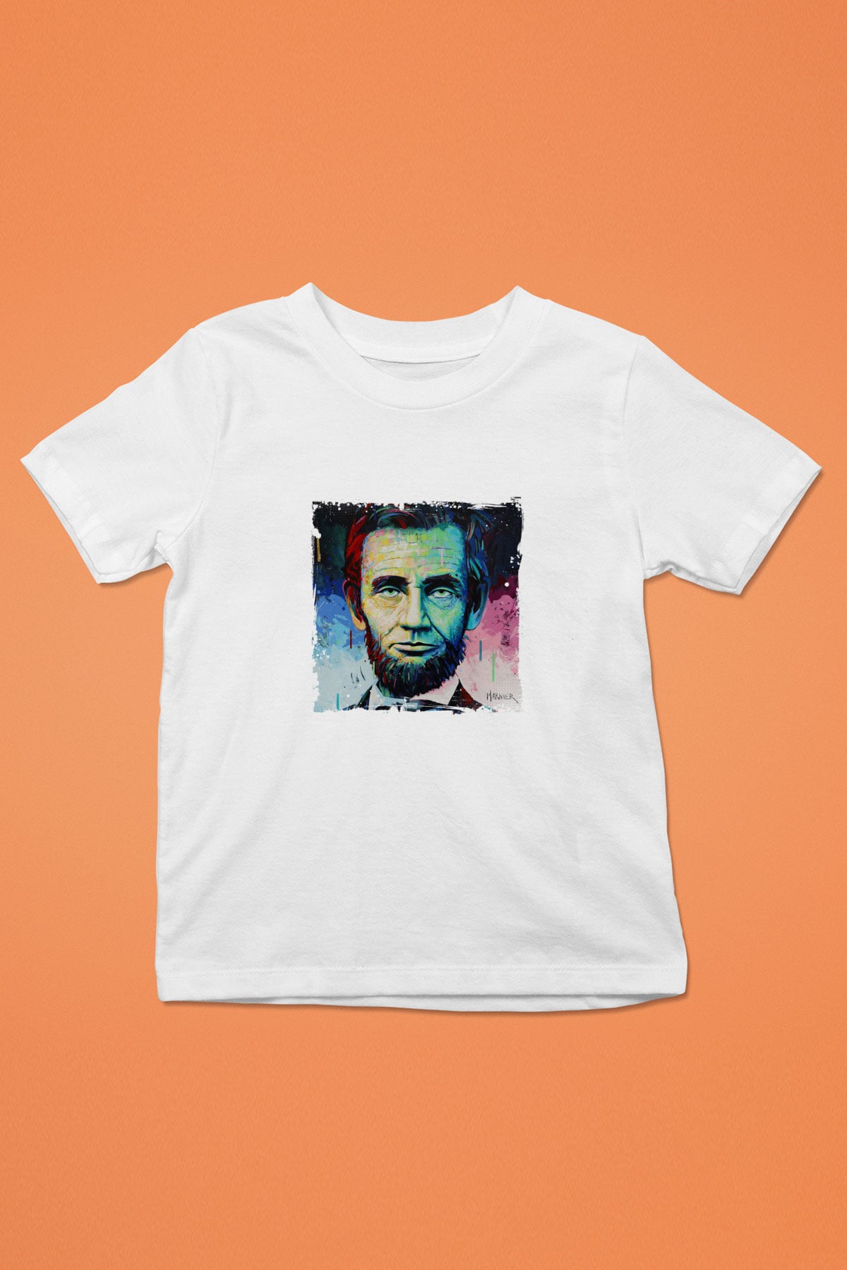 Abraham Lincoln Unisex Baskılı Beyaz Çocuk Tişört