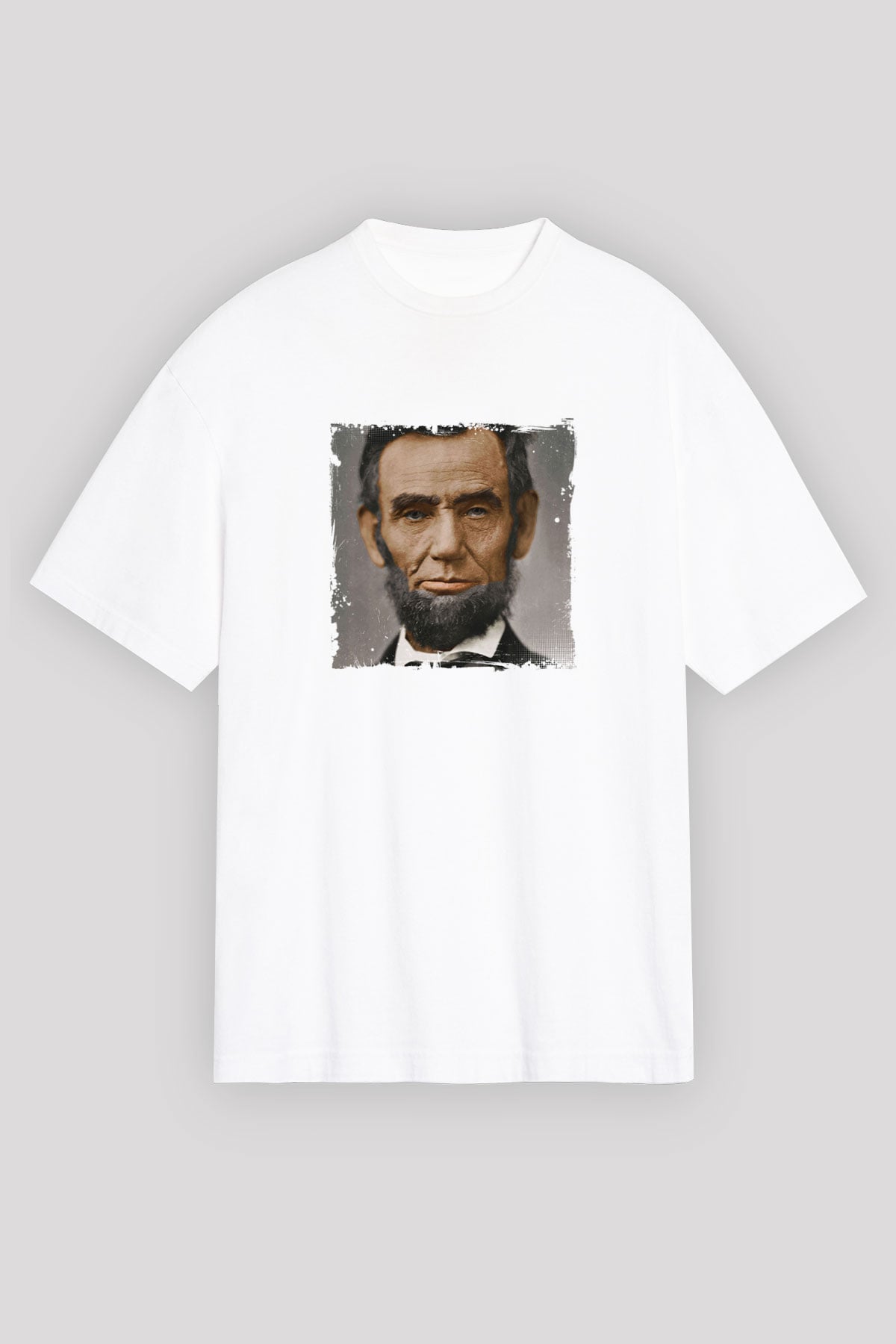 Abraham Lincoln Unisex Baskılı Beyaz Tişört