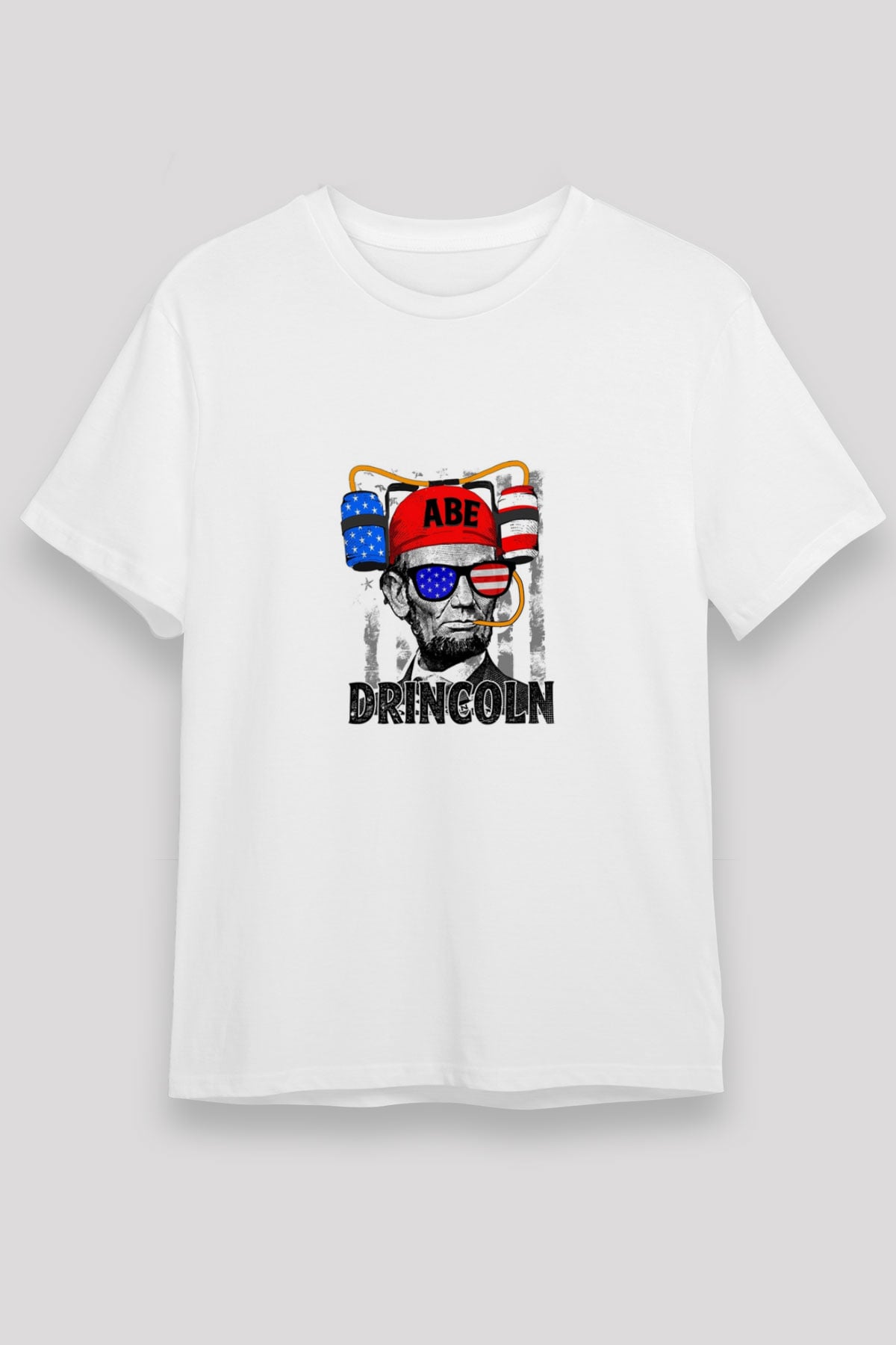 Abraham Lincoln Unisex Baskılı Beyaz Tişört