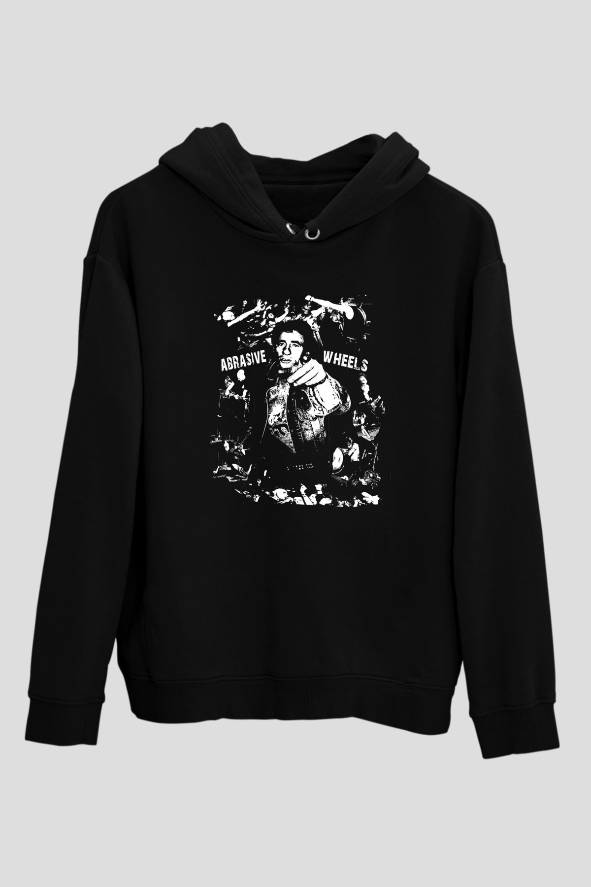 Abrasive Wheels Baskılı Unisex Siyah Hoodie