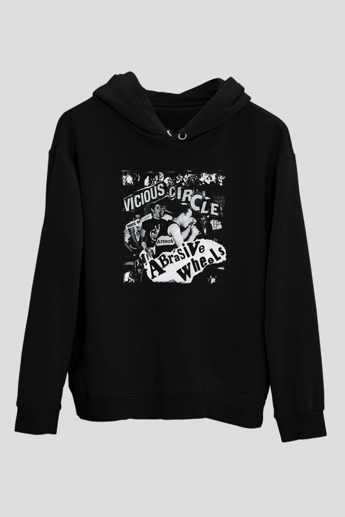 Abrasive Wheels Baskılı Unisex Siyah Hoodie