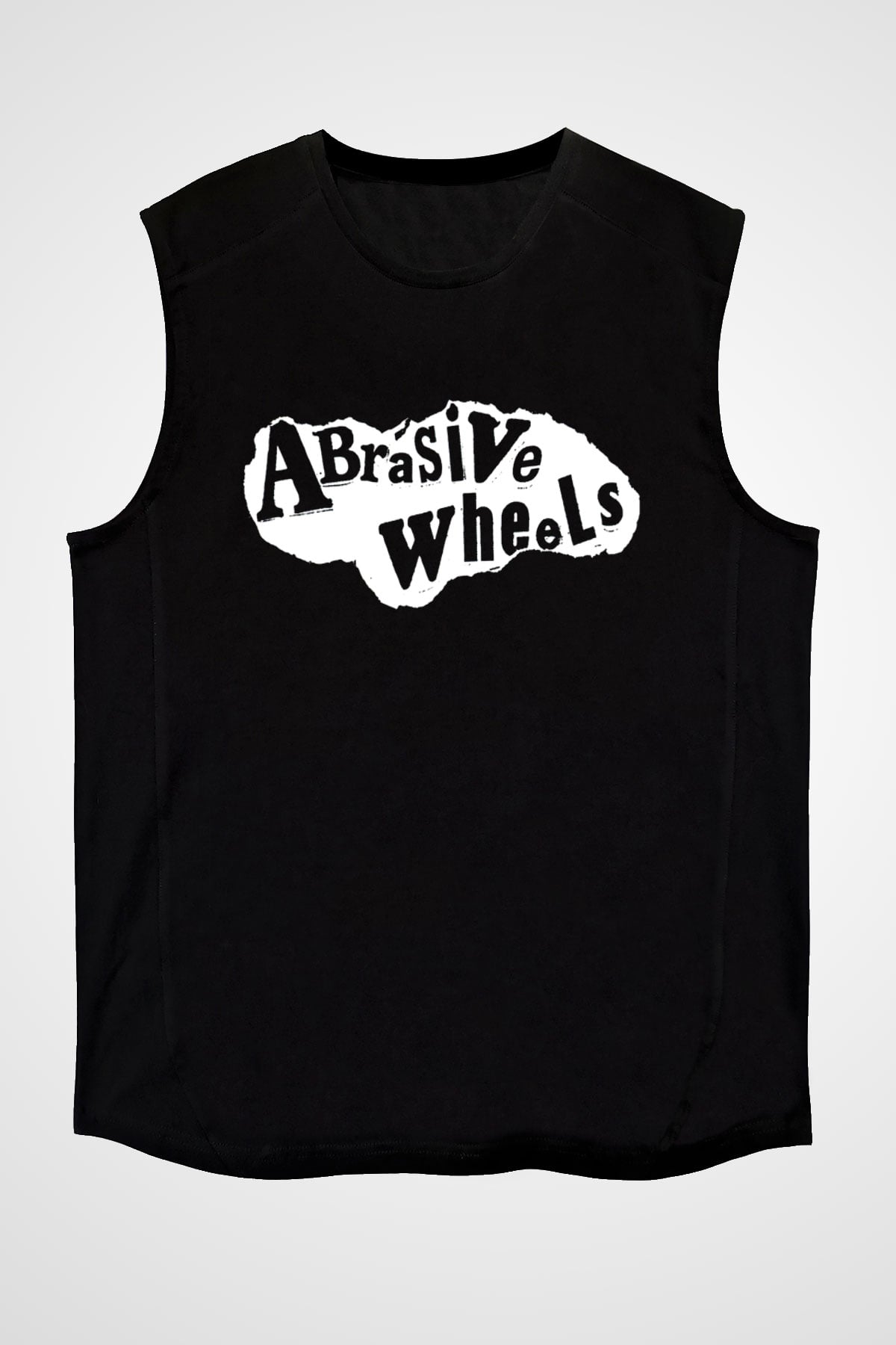 Abrasive Wheels Baskılı Unisex Siyah Kolsuz Tişört - Tshirt