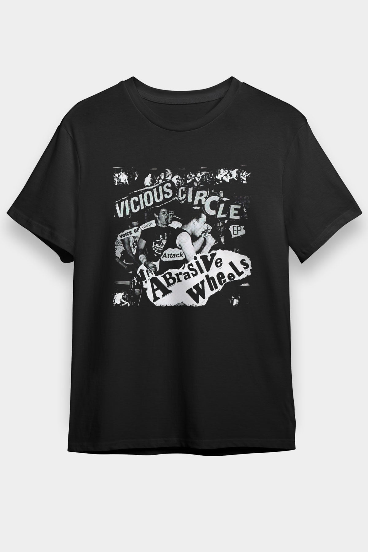 Abrasive Wheels Baskılı Unisex Siyah Tişört - Tshirt
