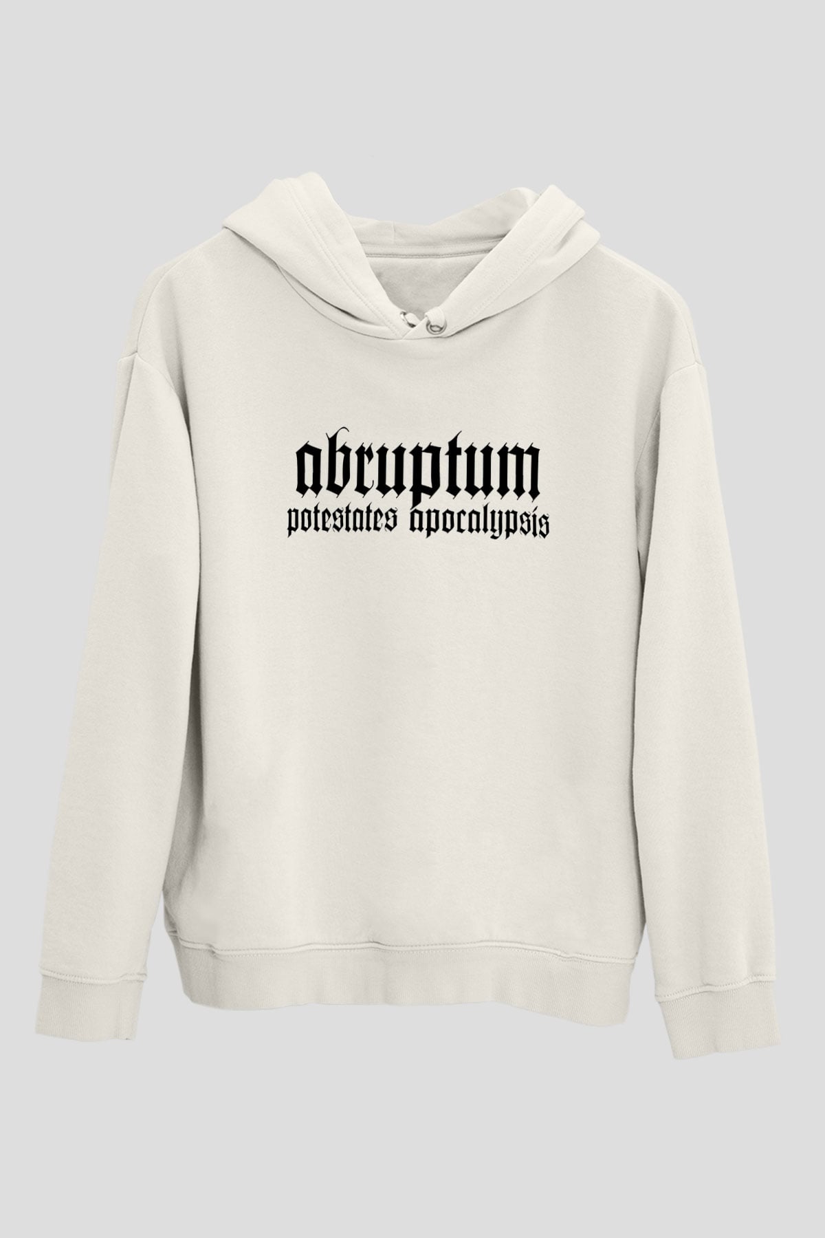Abruptum Baskılı Beyaz Unisex Kapüşonlu Sweatshirt