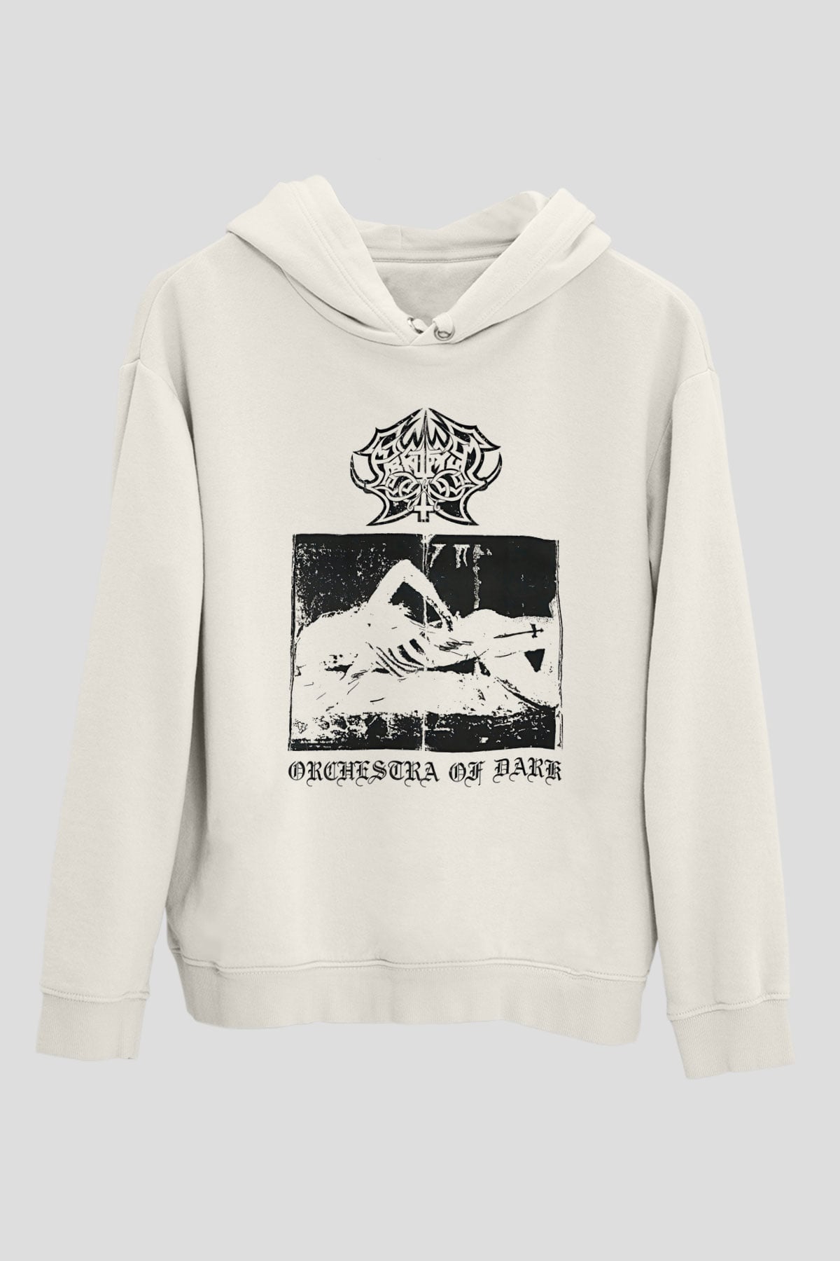 Abruptum Baskılı Beyaz Unisex Kapüşonlu Sweatshirt