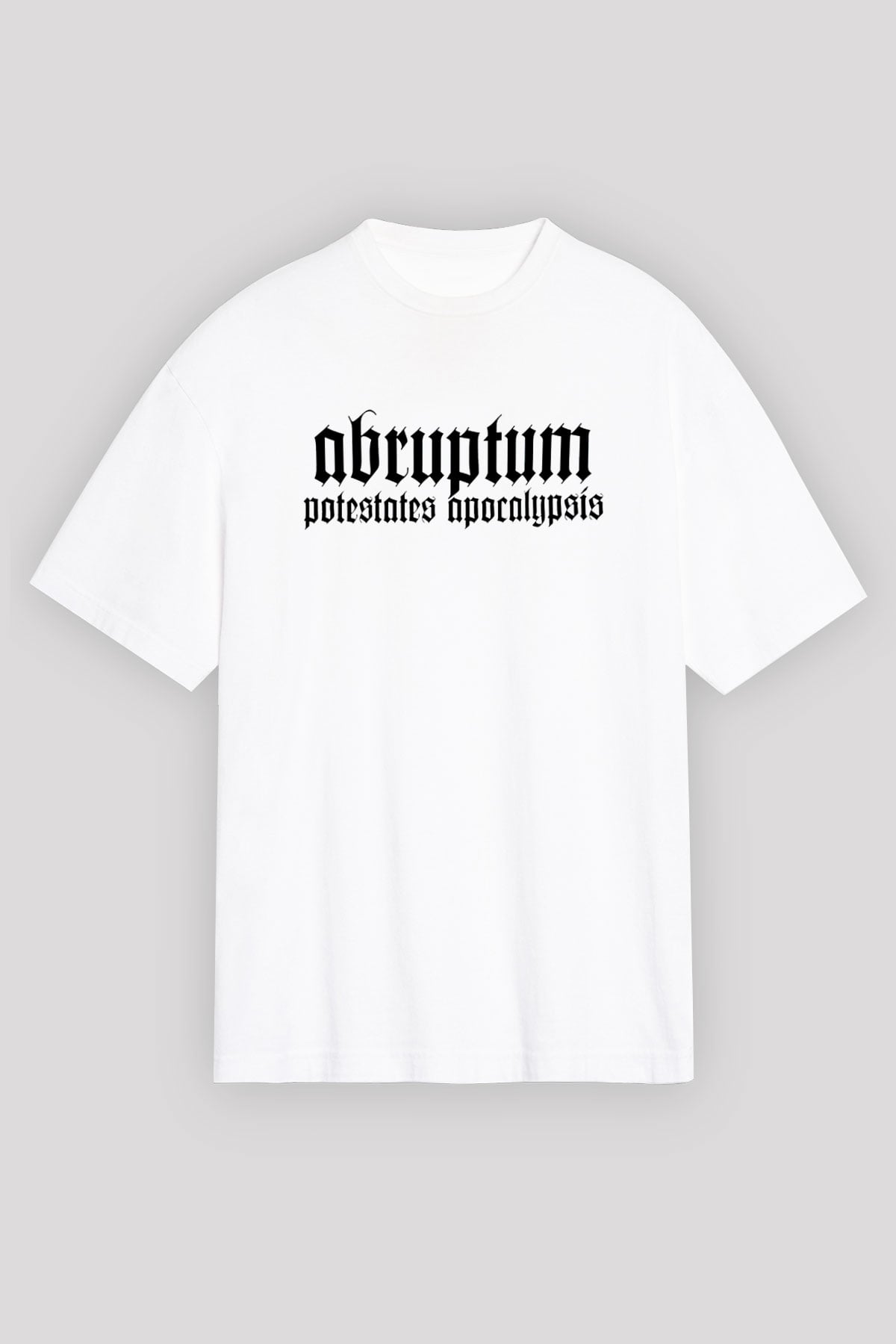 Abruptum Baskılı Beyaz Unisex Oversize Tişört - Tshirt