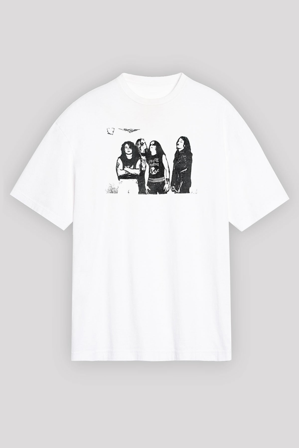 Abruptum Baskılı Beyaz Unisex Oversize Tişört - Tshirt