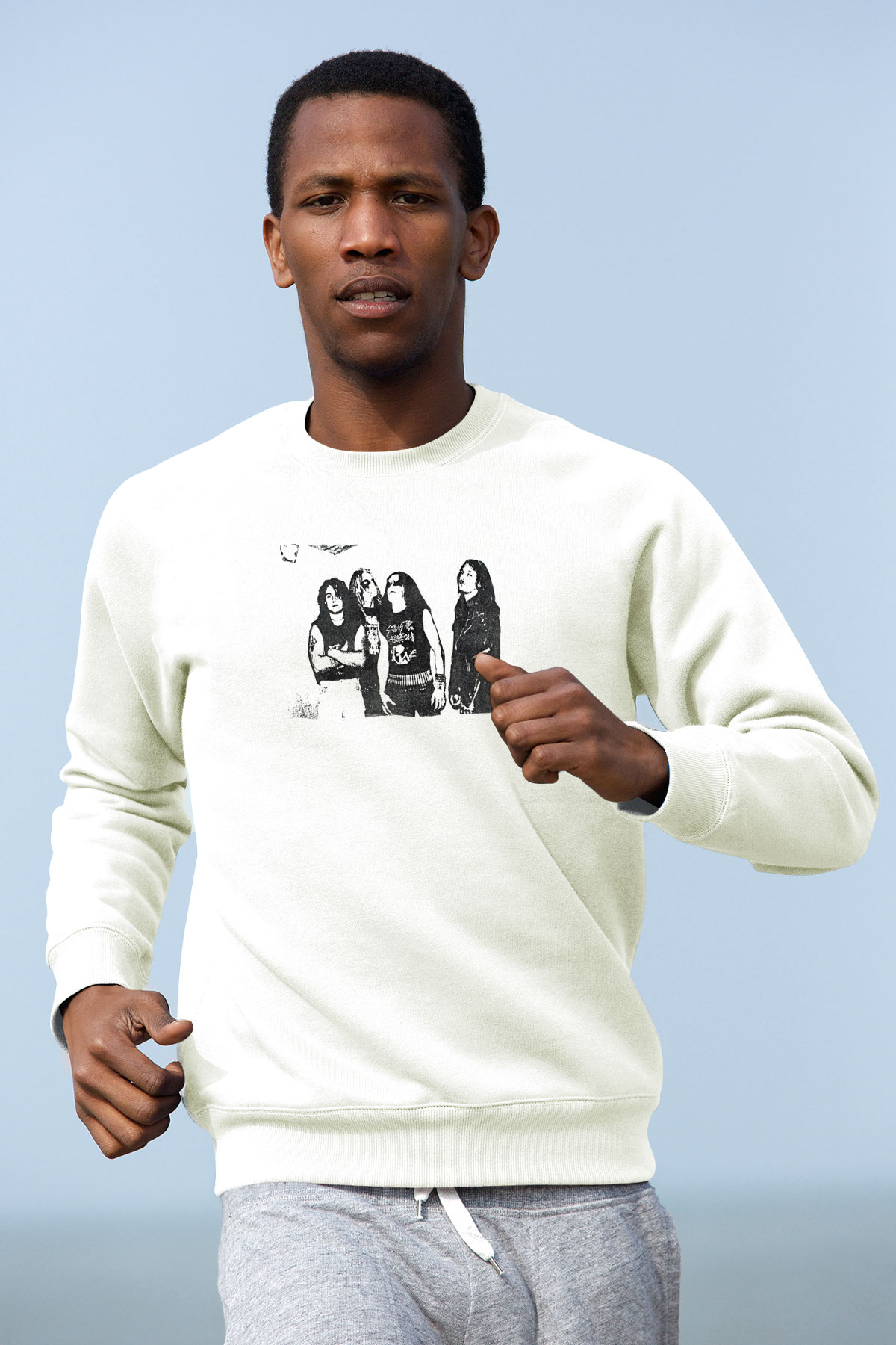 Abruptum Baskılı Beyaz Unisex Sweatshirt
