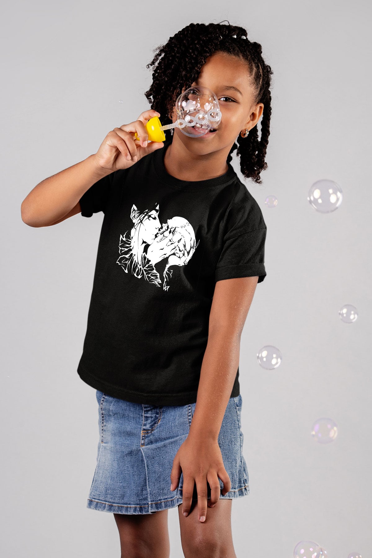 Abruptum Baskılı Unisex Siyah Çocuk Tişört - Tshirt
