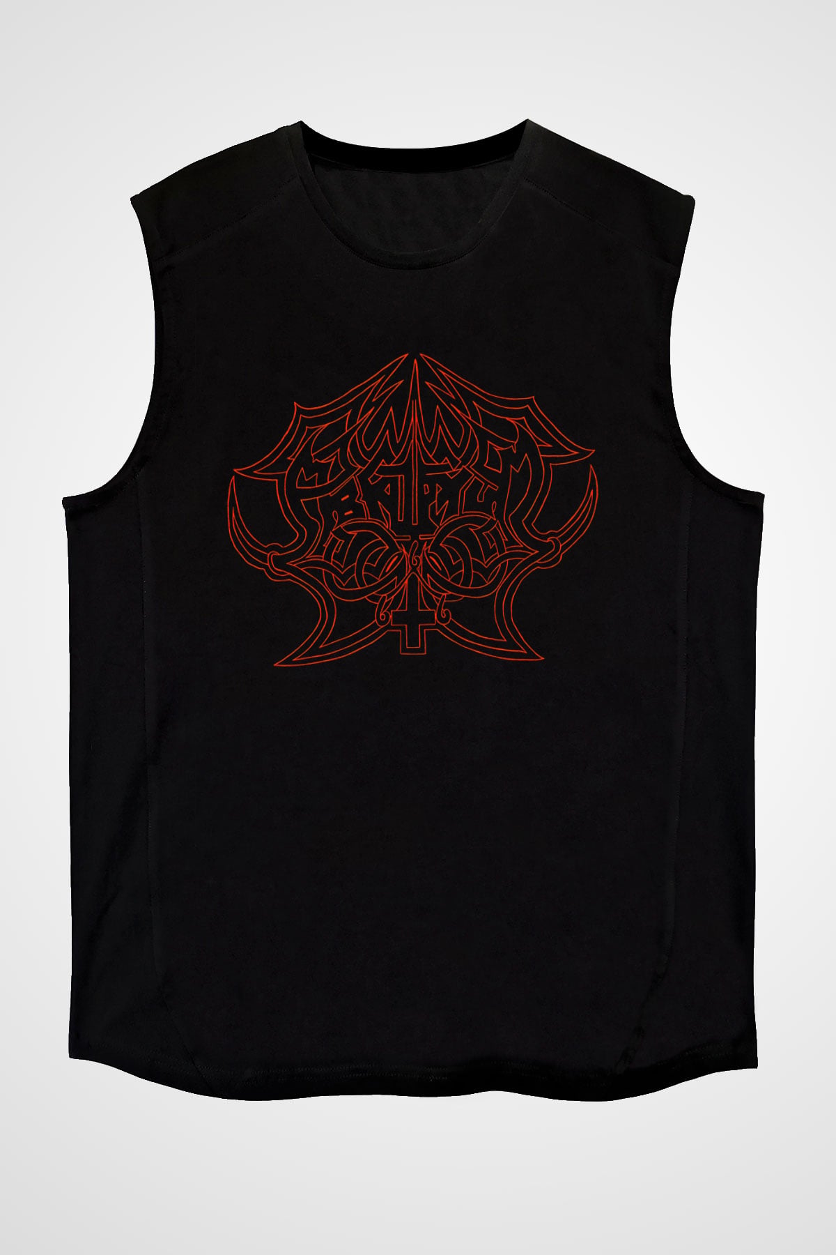 Abruptum Baskılı Unisex Siyah Kolsuz Tişört - Tshirt