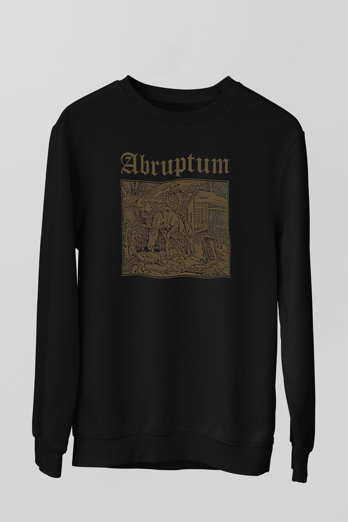Abruptum Baskılı Unisex Siyah Sweatshirt