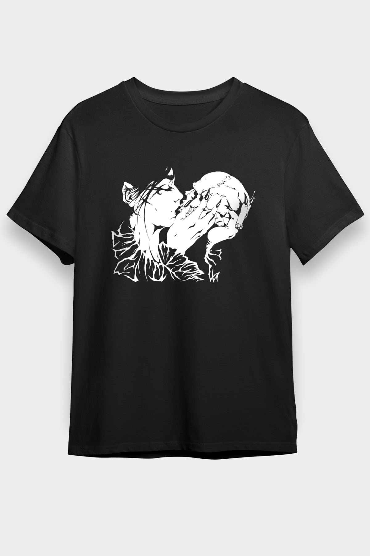 Abruptum Baskılı Unisex Siyah Tişört - Tshirt
