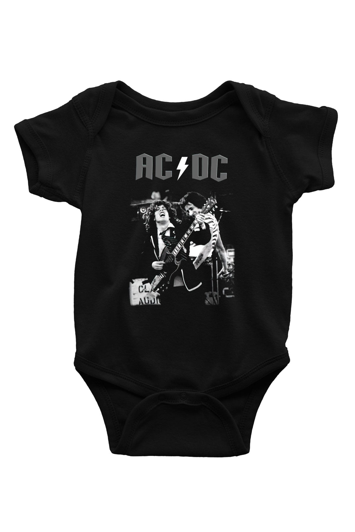 AC DC Angus Young Baskılı Siyah Bebek Body - Zıbın