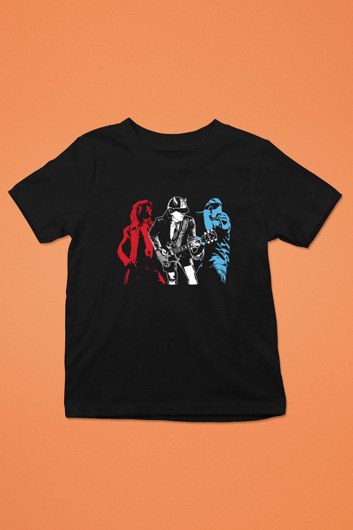 AC DC Angus Young Baskılı Siyah Unisex Çocuk Tişört