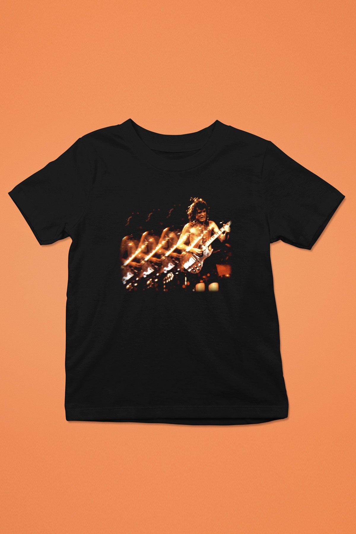 AC DC Angus Young Baskılı Siyah Unisex Çocuk Tişört