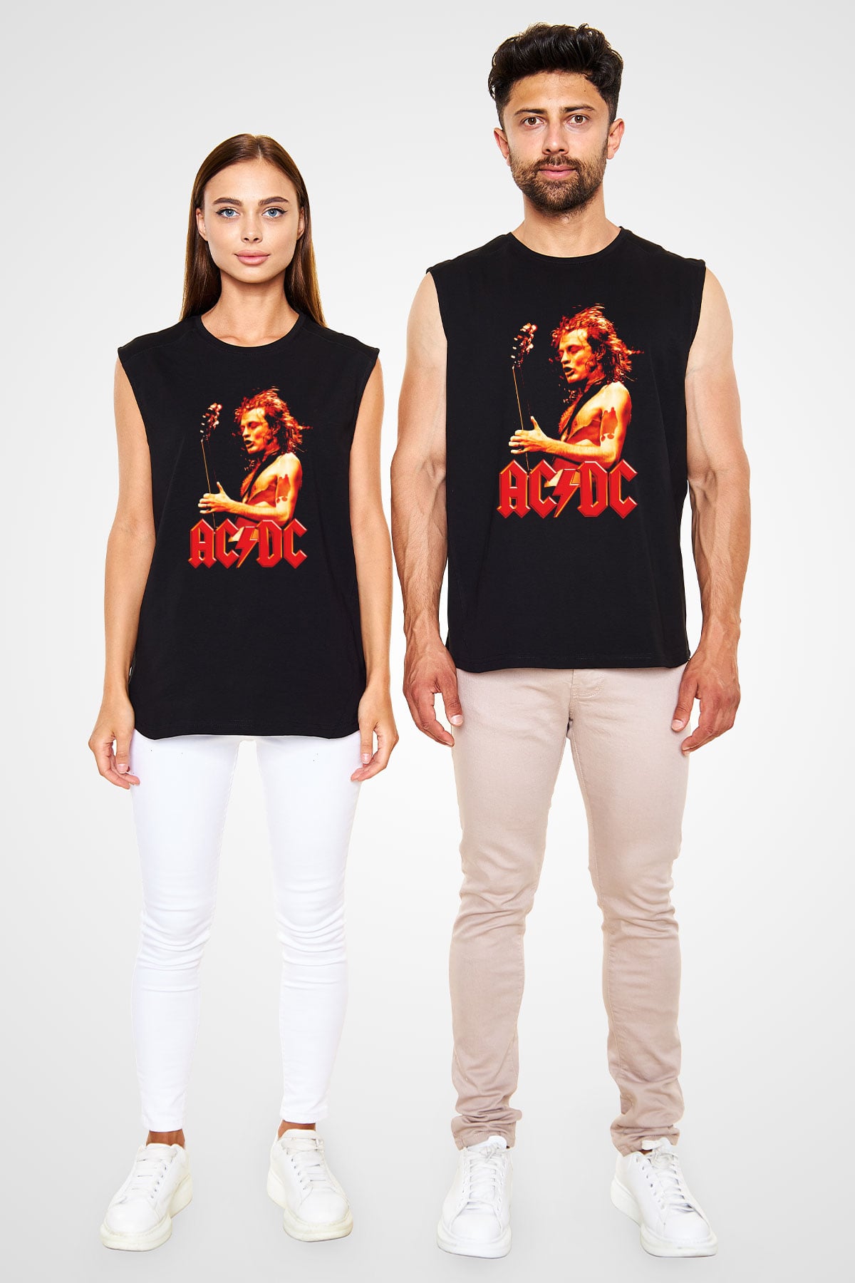 AC DC Angus Young Siyah Unisex Kolsuz Tişört