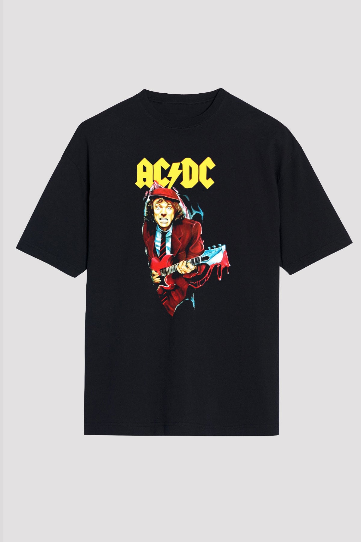 AC DC Angus Young Siyah Unisex Oversize Tişört T-Shirt
