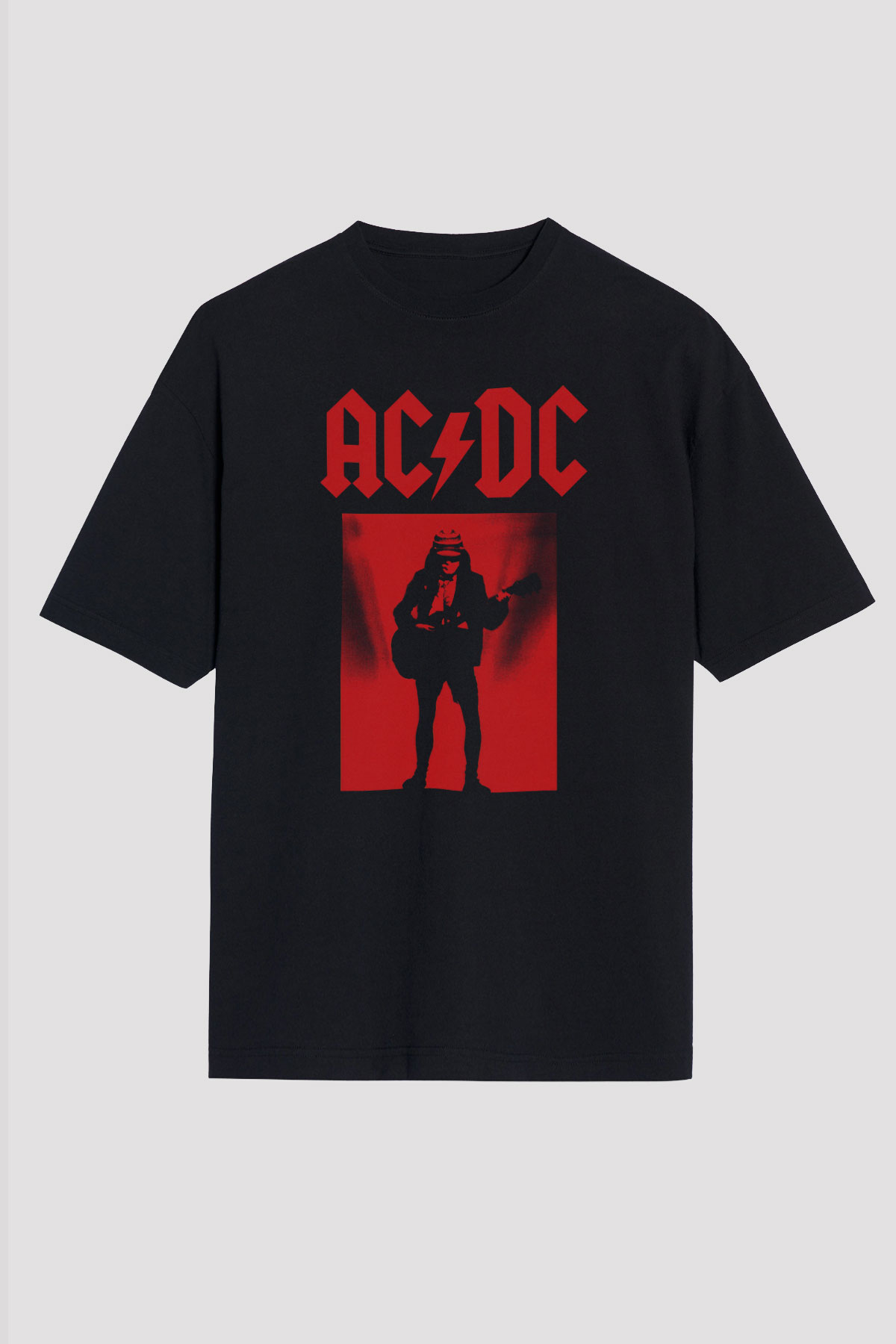 AC DC Angus Young Siyah Unisex Oversize Tişört T-Shirt