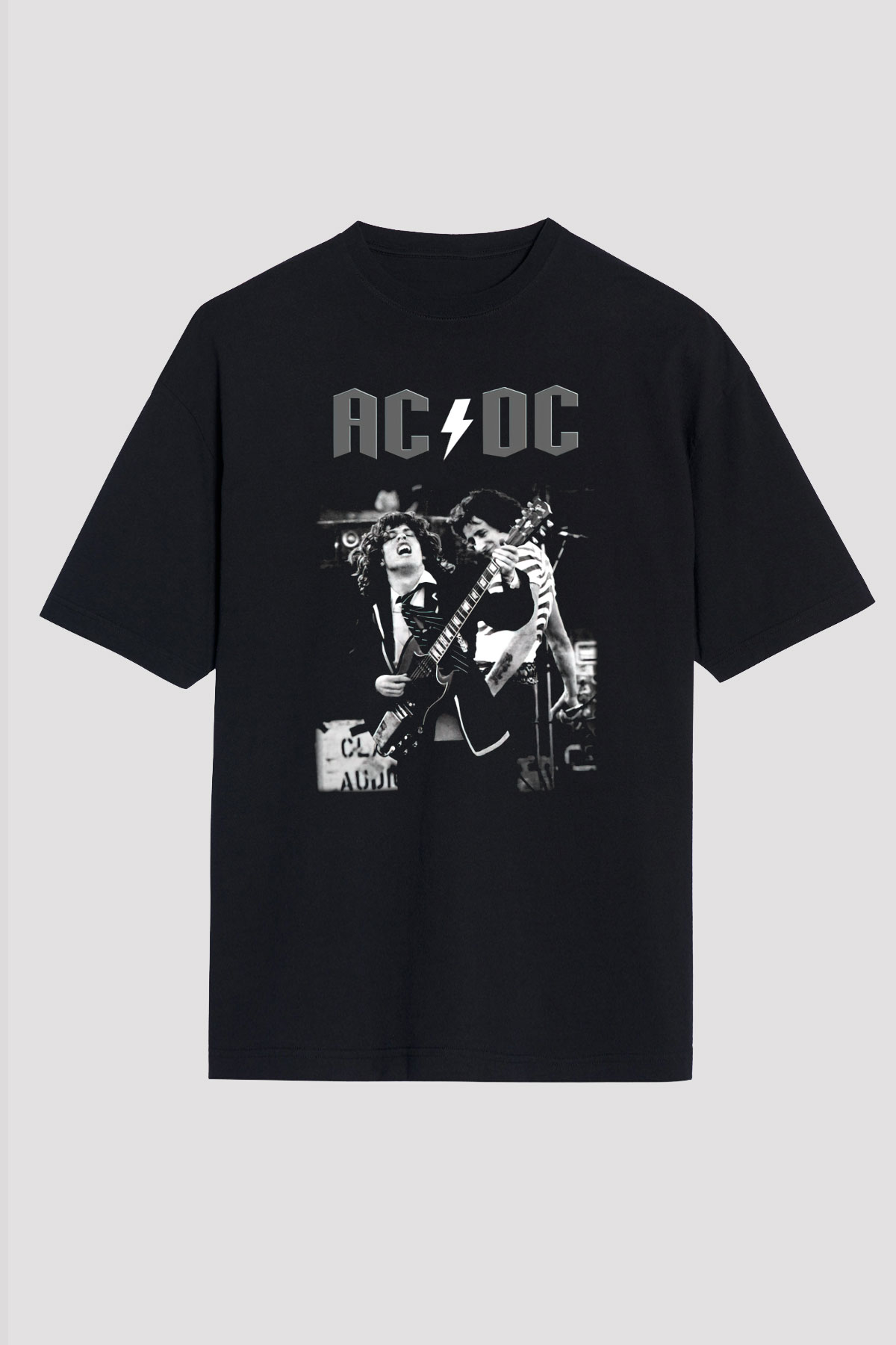 AC DC Angus Young Siyah Unisex Oversize Tişört T-Shirt