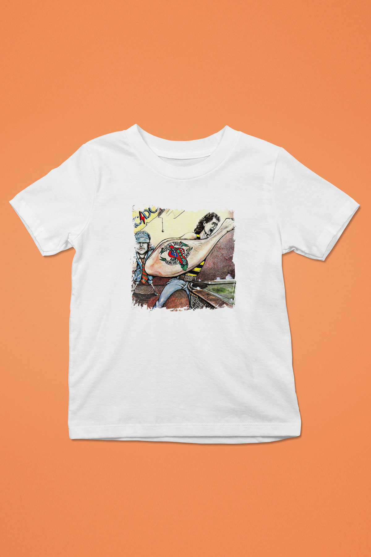 ACDC Baskılı Unisex Beyaz Çocuk Tişört