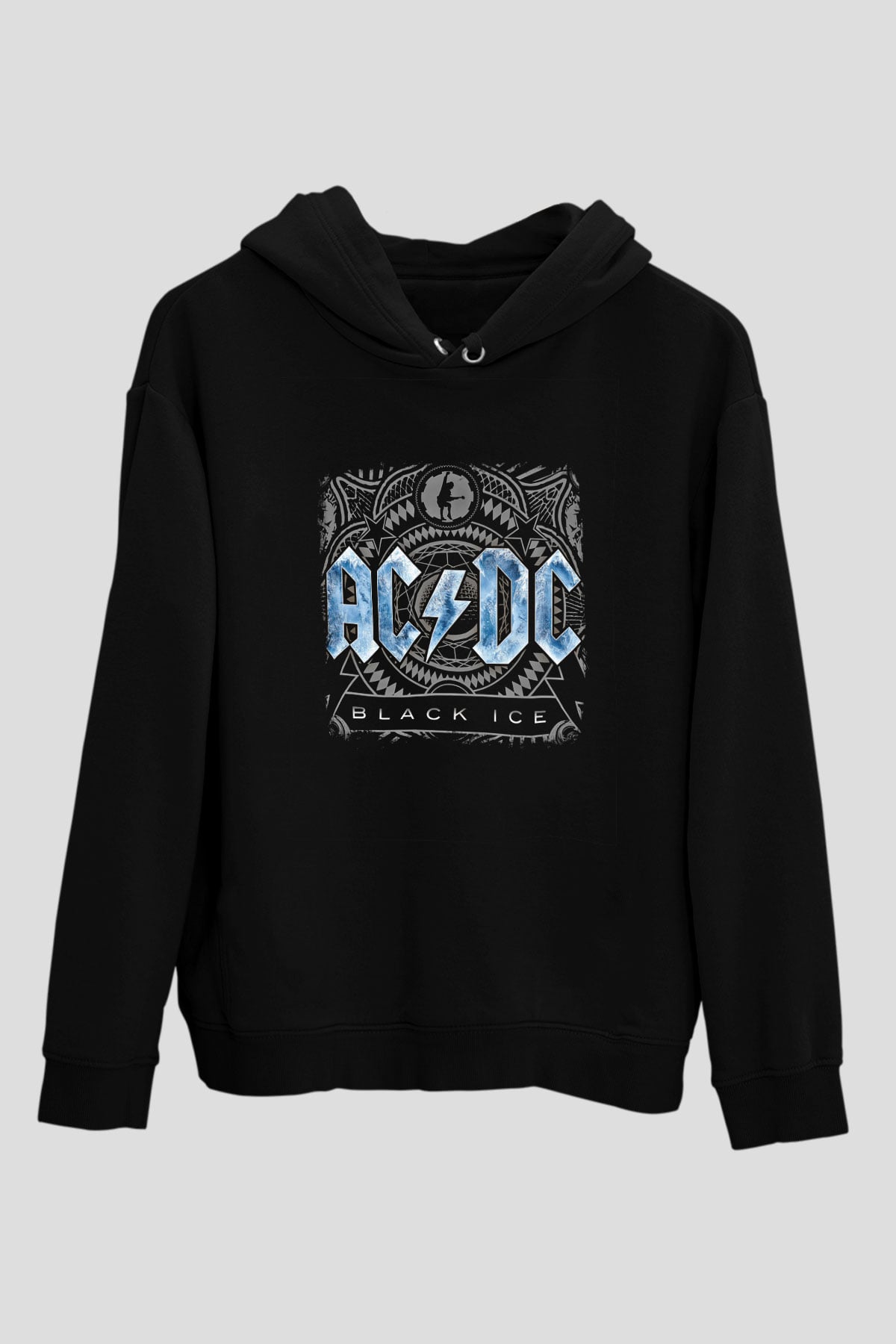 ACDC Baskılı Unisex Siyah Hoodie