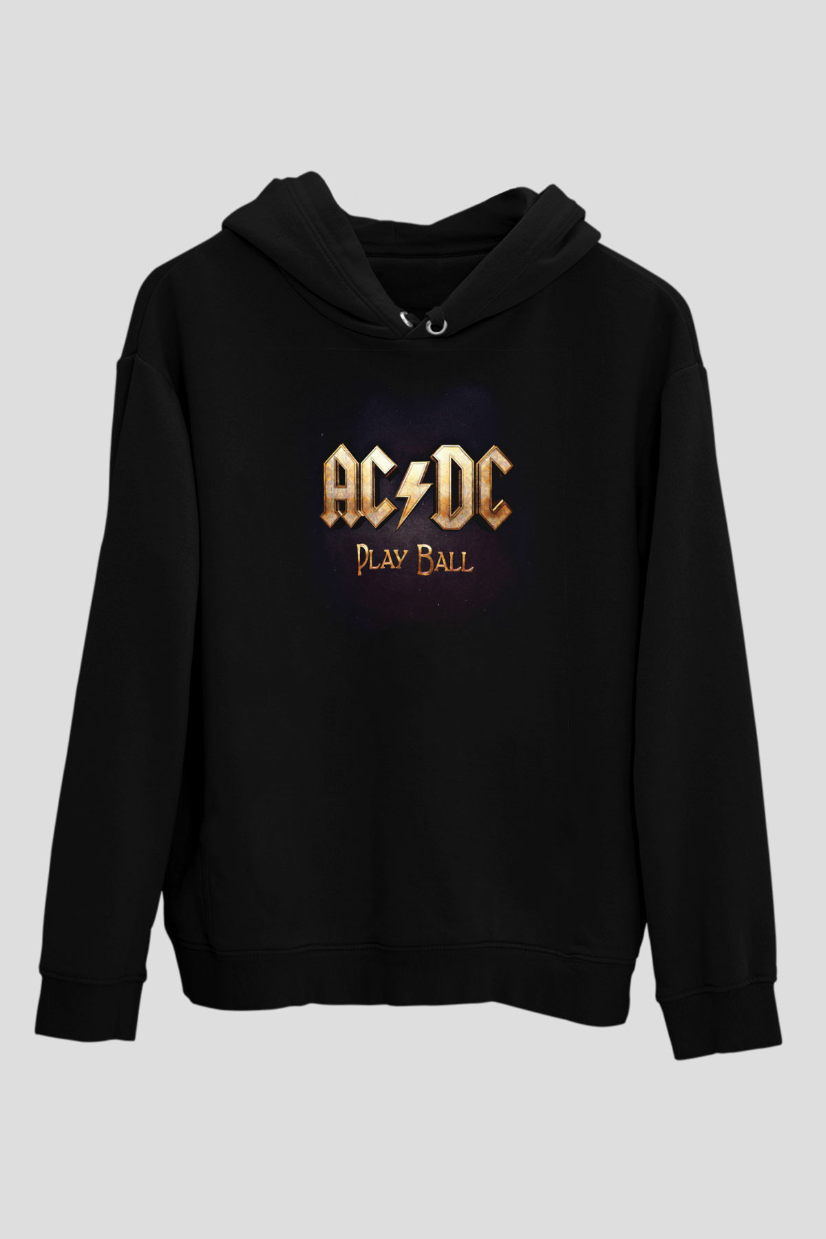 ACDC Baskılı Unisex Siyah Hoodie