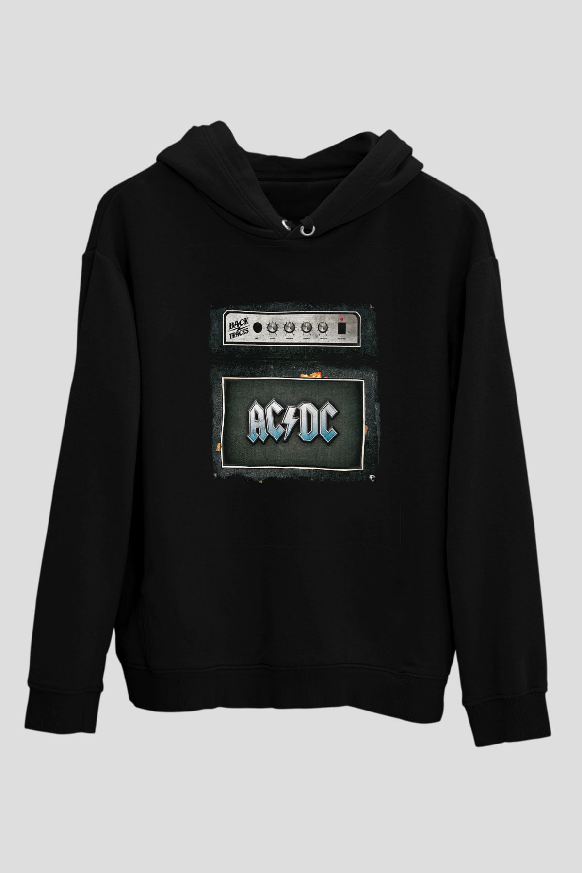 ACDC Baskılı Unisex Siyah Hoodie