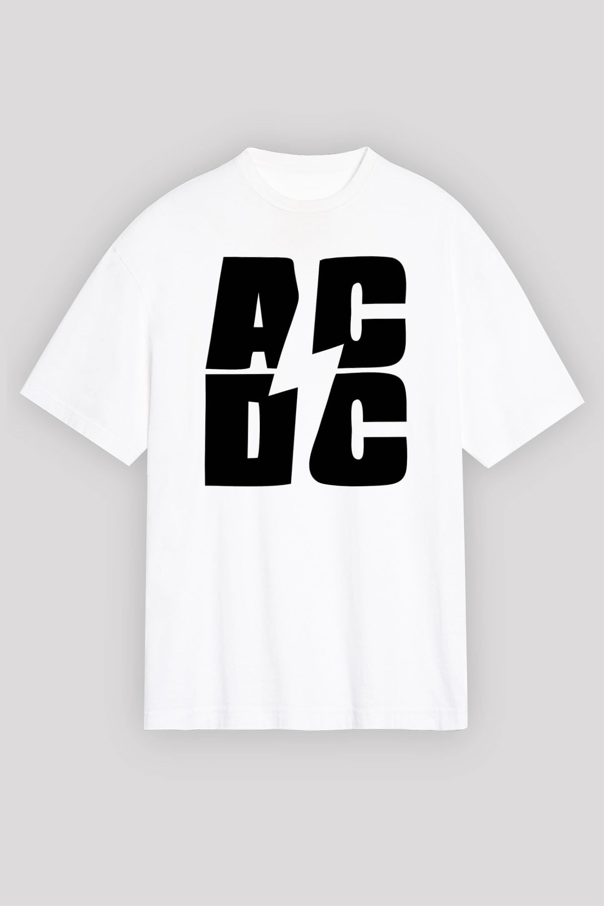 AC DC Beyaz Unisex Oversize Tişört T-Shirt