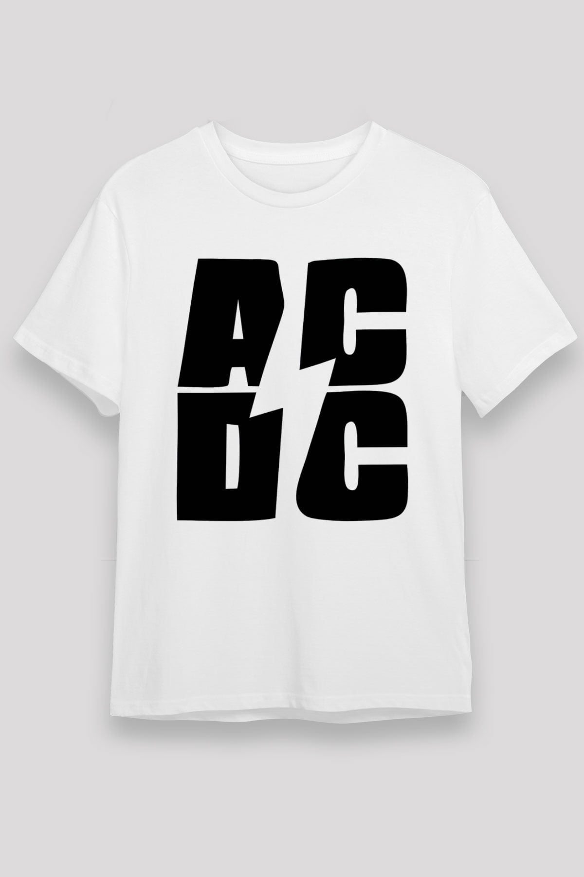AC DC Beyaz Unisex Tişört T-Shirt - TişörtFabrikası
