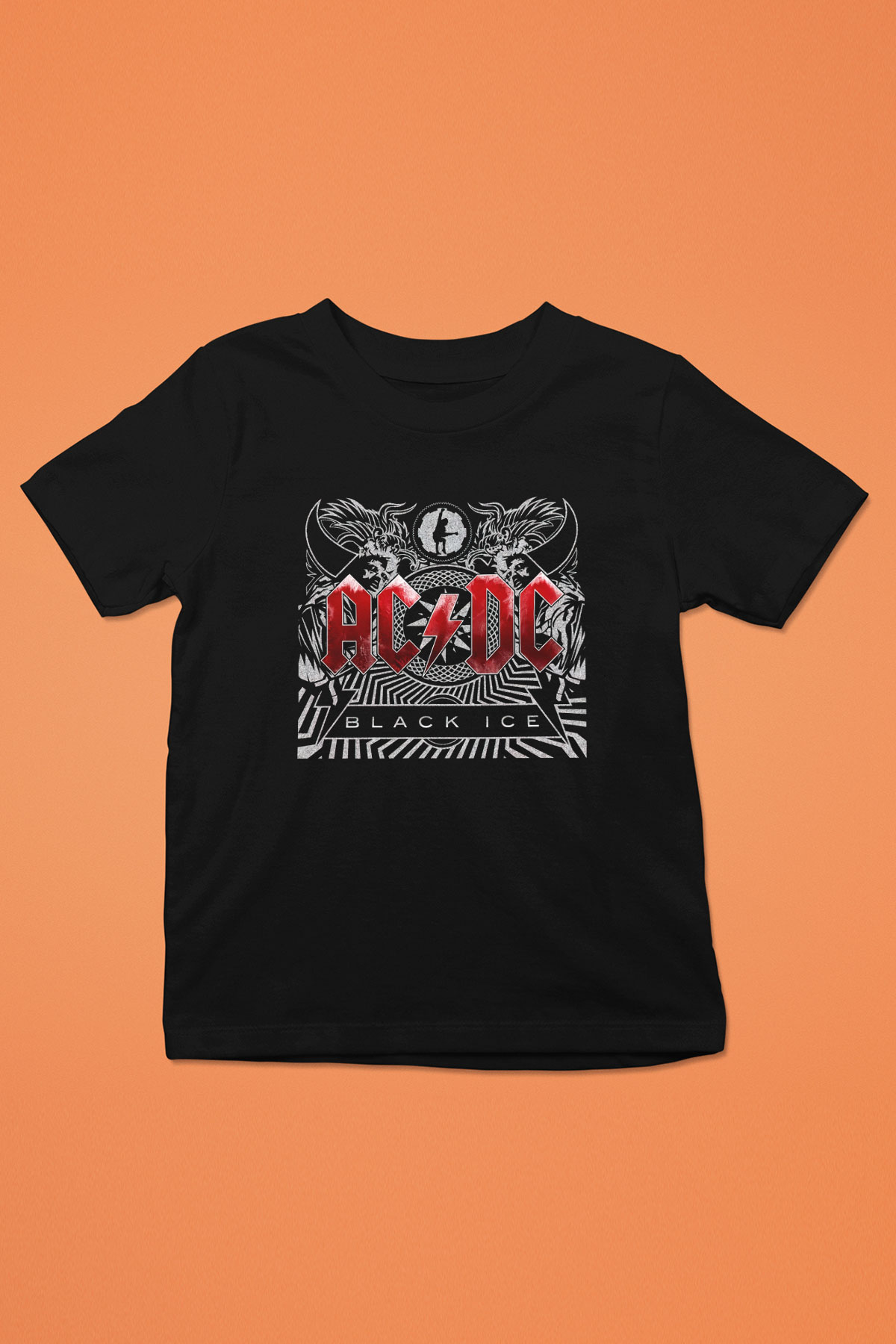 AC DC Black Ice Baskılı Siyah Unisex Çocuk Tişört