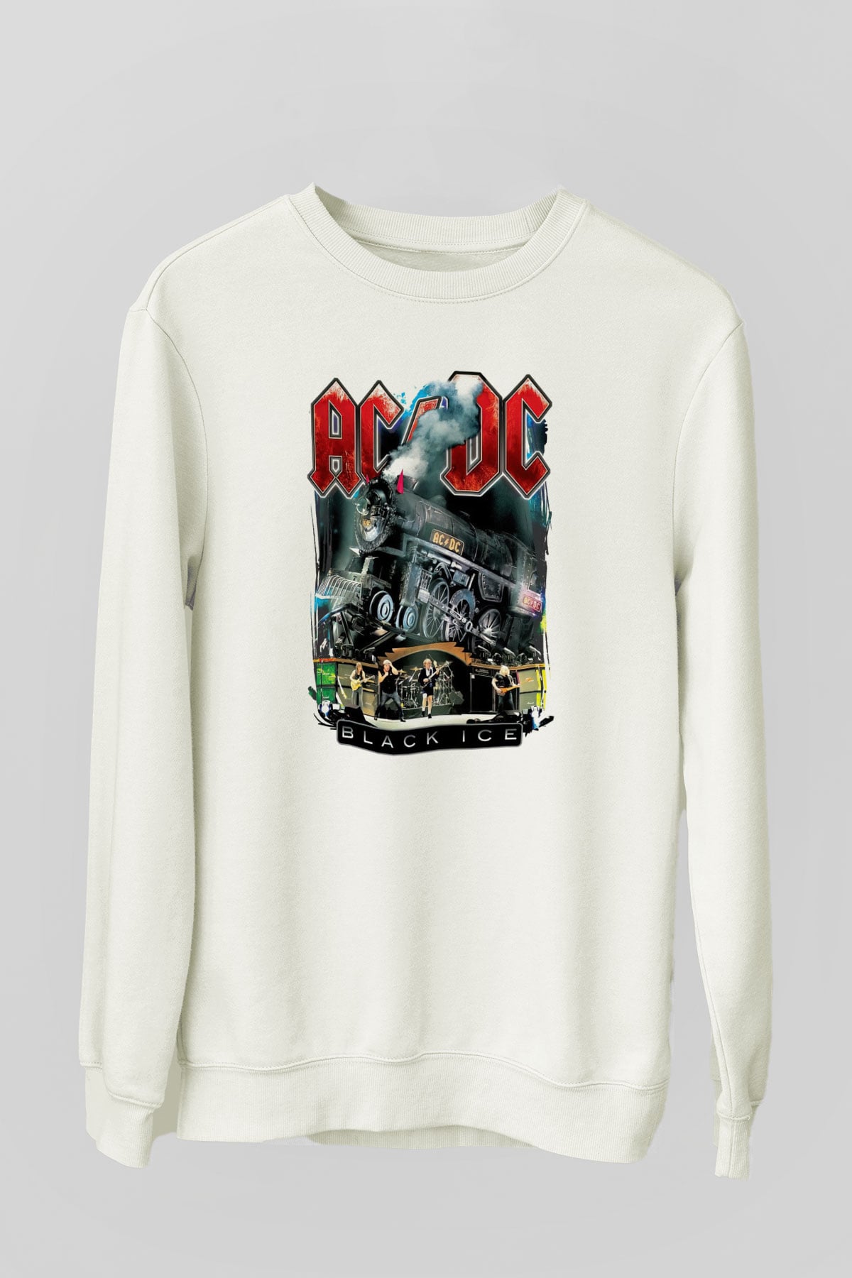 AC DC Black Ice Beyaz Unisex Sweatshirt