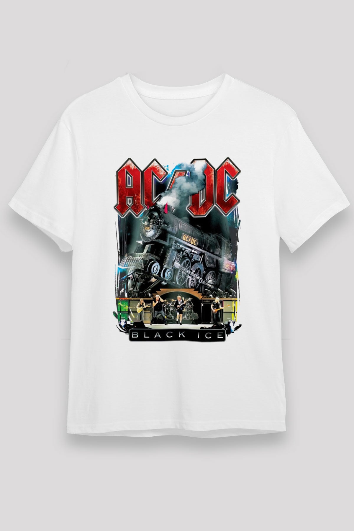 AC DC Black Ice Beyaz Unisex Tişört T-Shirt - TişörtFabrikası