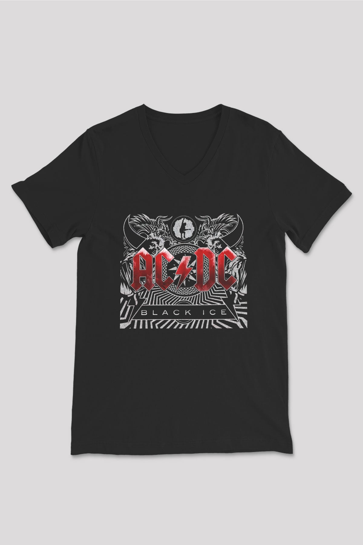 AC DC Black Ice Siyah Unisex V Yaka Tişört T-Shirt