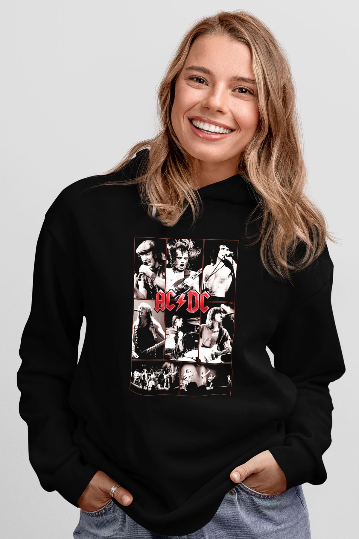 AC DC Brian Johnson Angus Young Siyah Unisex Hoodie