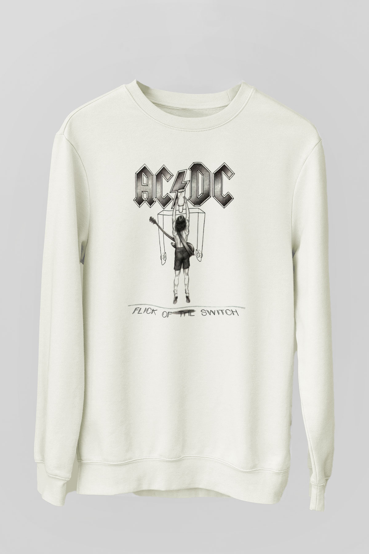 AC DC Flick Of The Switch Beyaz Unisex Sweatshirt