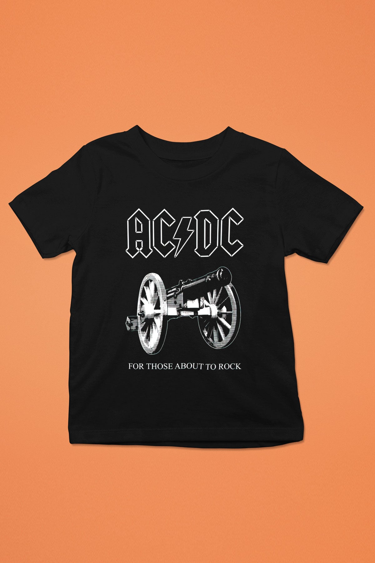 AC DC For Those About To Rock Baskılı Siyah Unisex Çocuk Tişört