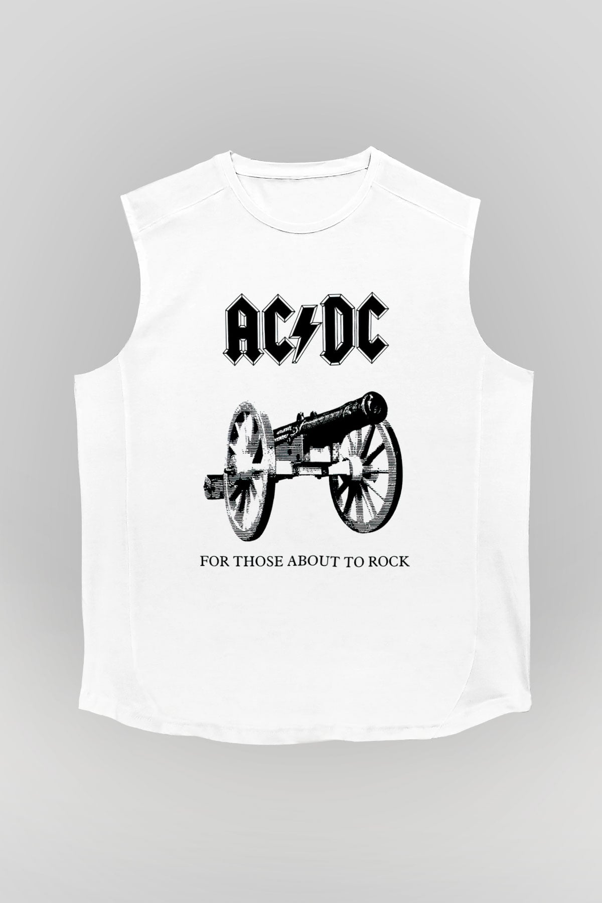 AC DC For Those About To Rock Beyaz Unisex Kolsuz Tişört