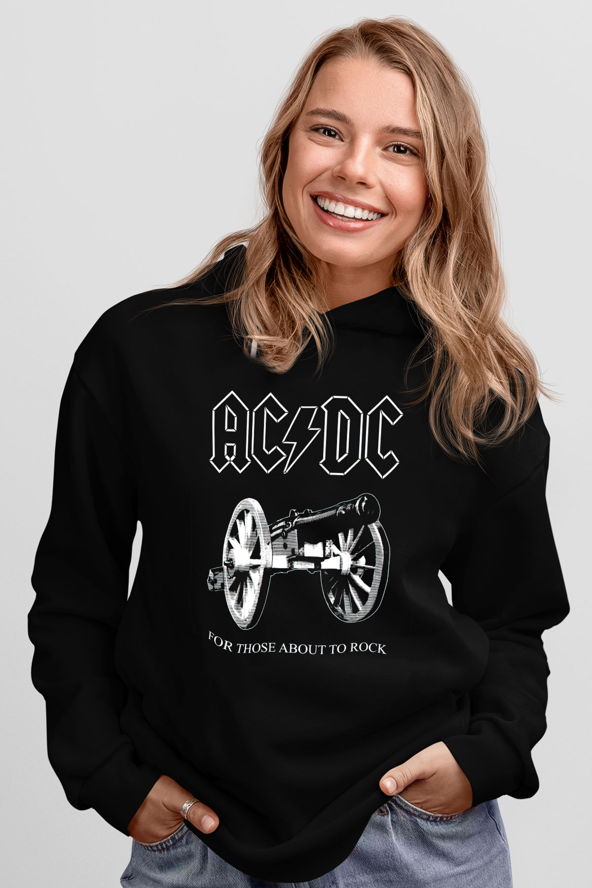 AC DC For Those About To Rock Siyah Unisex Hoodie